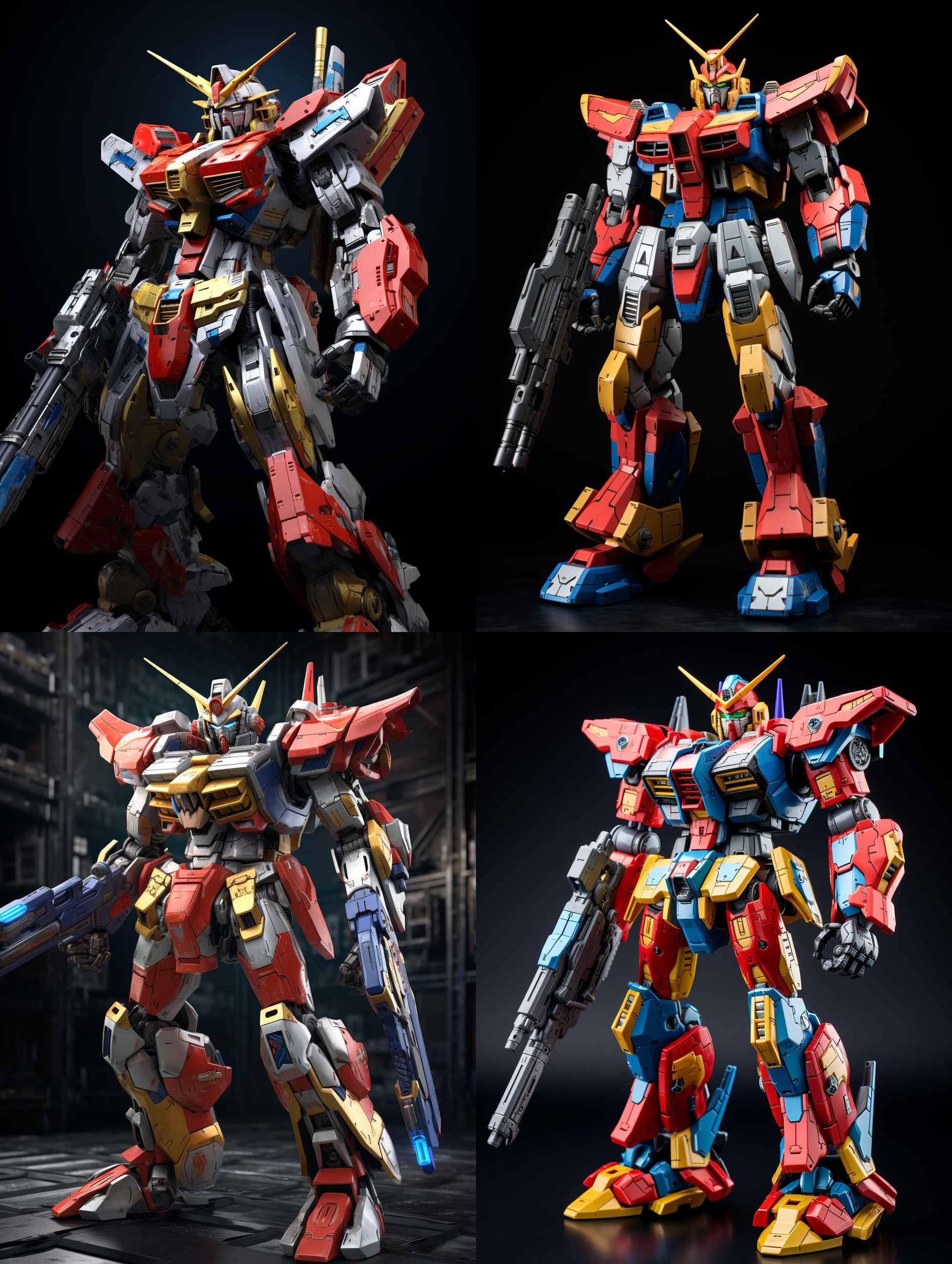 高达机甲，构造细节刻画，红黄蓝绿四色，腰部是光速剑技实足，科幻，星空，电影画质，超清画质，3d渲染，