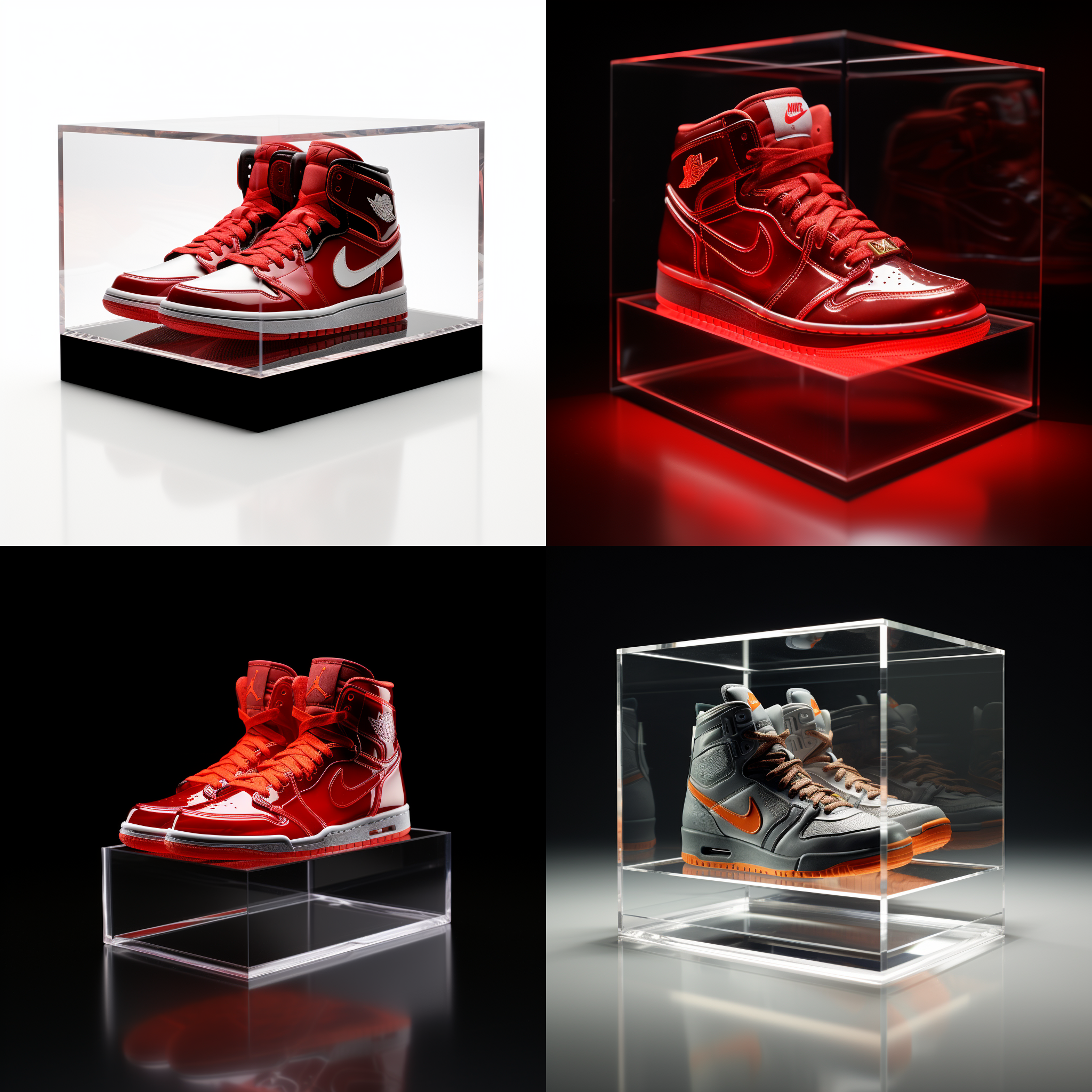 亚克力展示盒，nike air jordan系列，3d渲染，产品图片