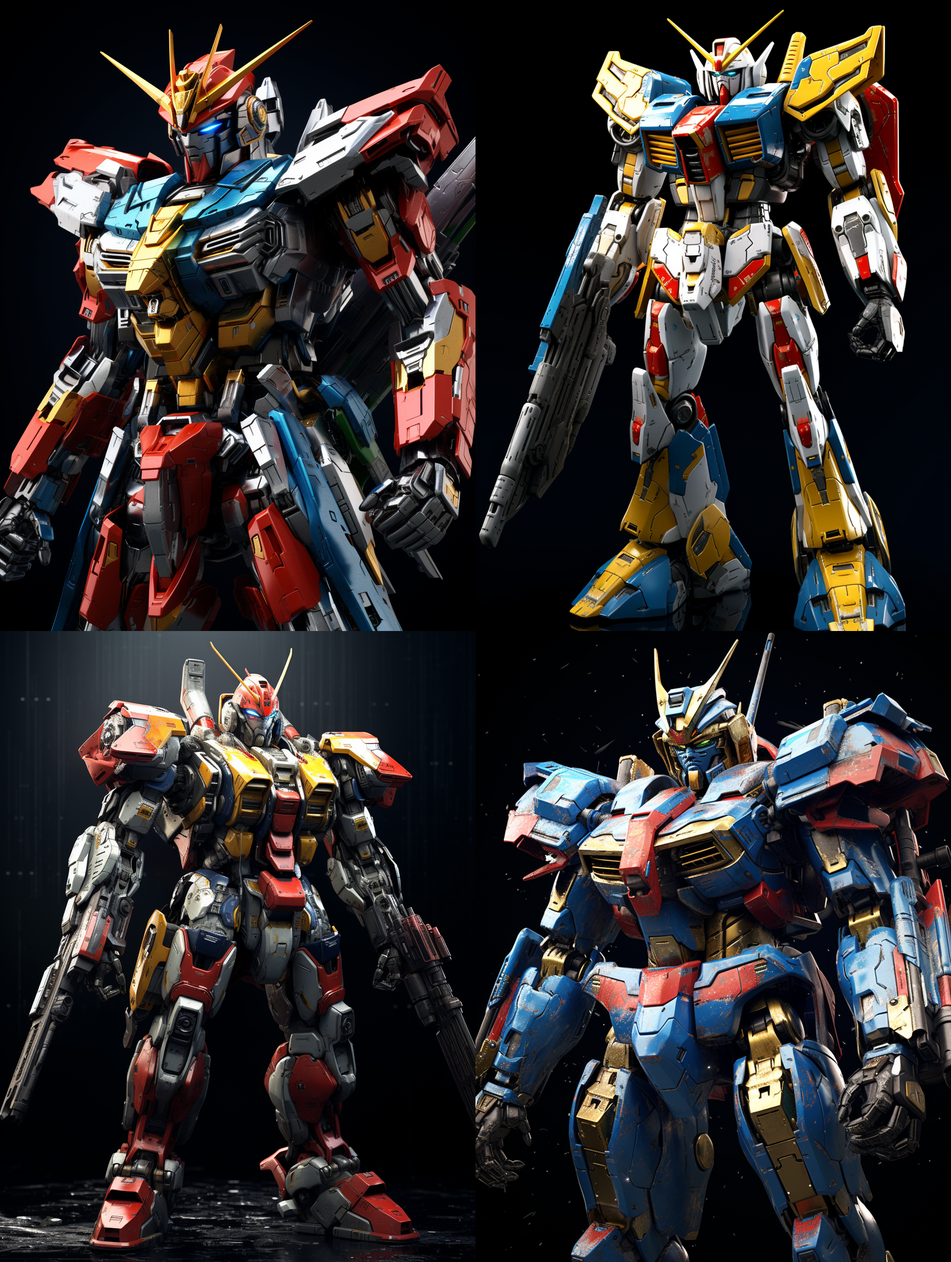 高达机甲，构造细节刻画，红黄蓝绿四色，腰部是光速剑技实足，科幻，星空，电影画质，超清画质，3d渲染，