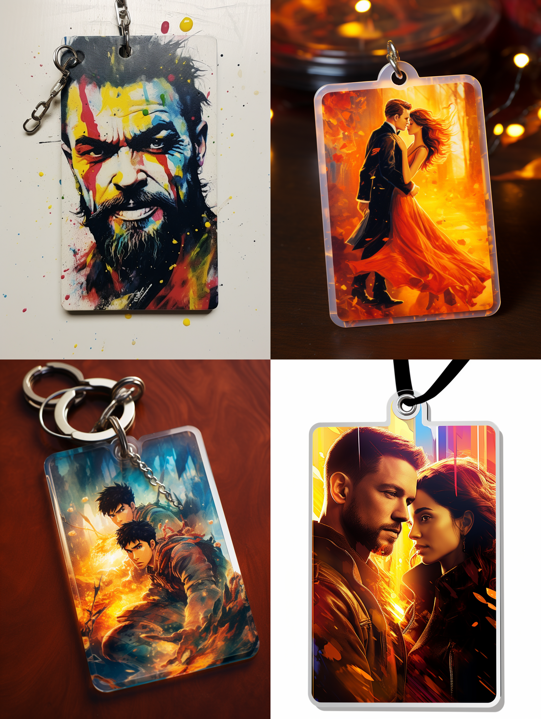 电影海报，亚克力钥匙扣，艺术装饰风格