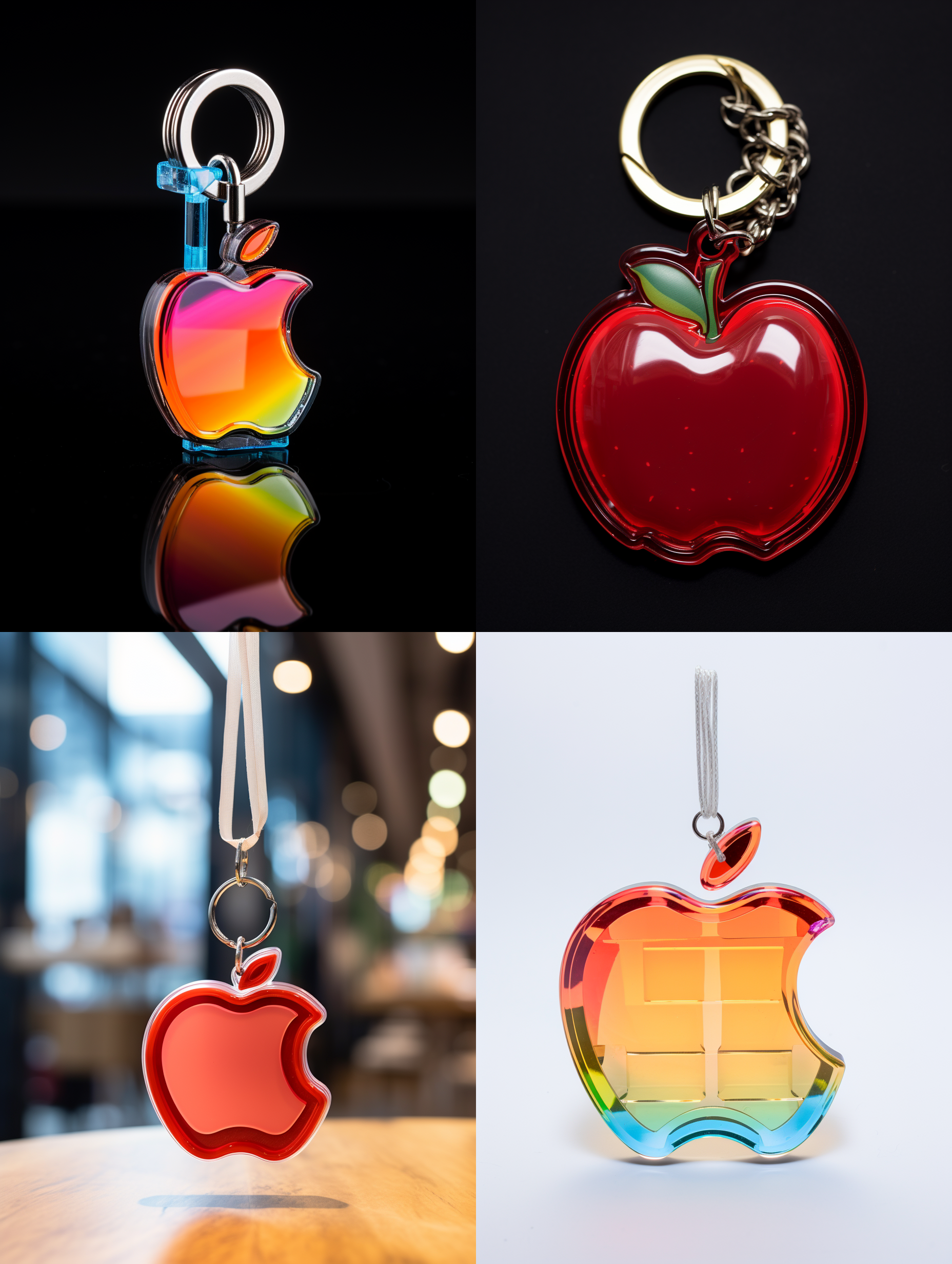 亚克力钥匙扣，上面印着苹果公司logo