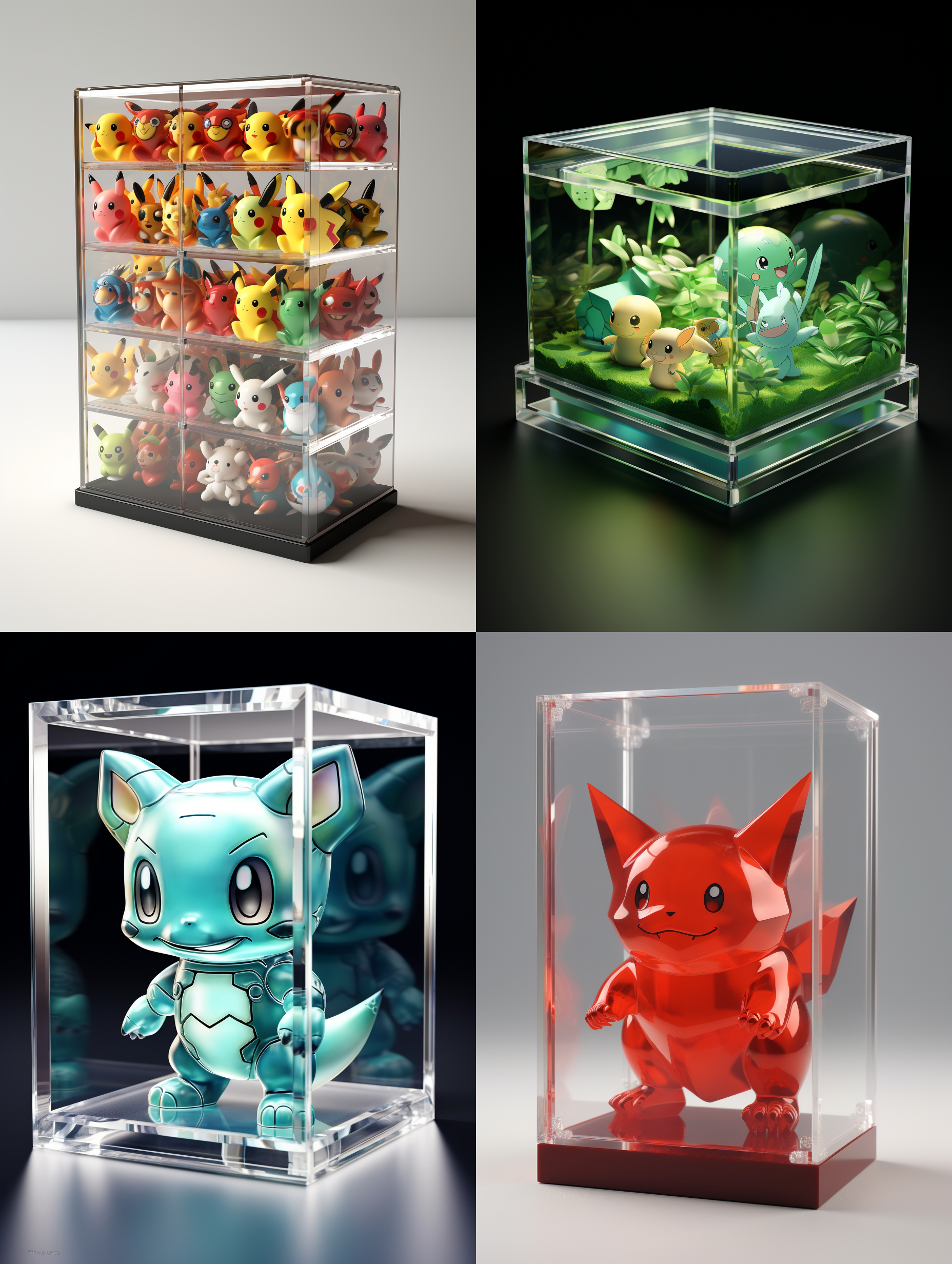 亚克力展示盒，口袋妖怪，3d渲染，产品图片