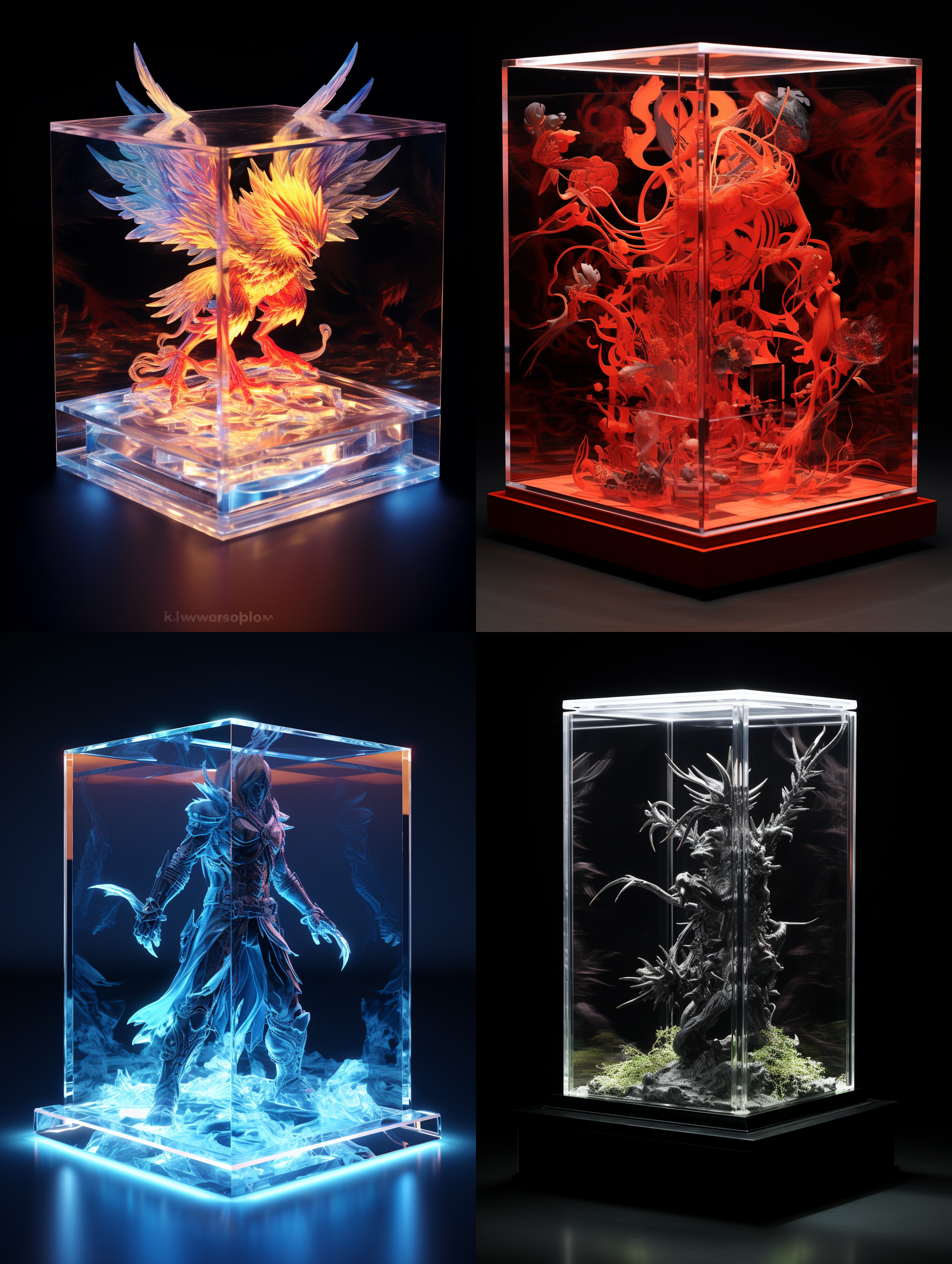 亚克力展示盒，最终幻想，3d渲染，产品图片