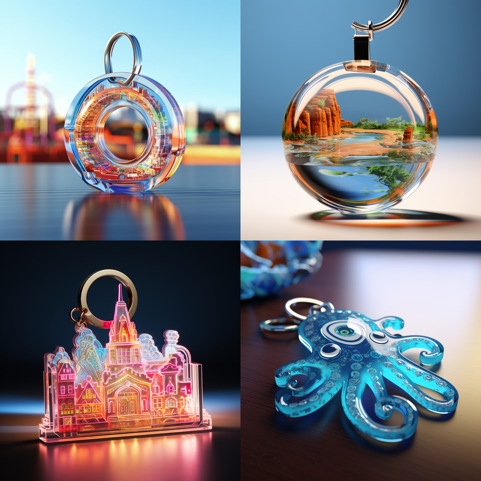 亚克力钥匙扣，趣味，3d渲染，产品图片