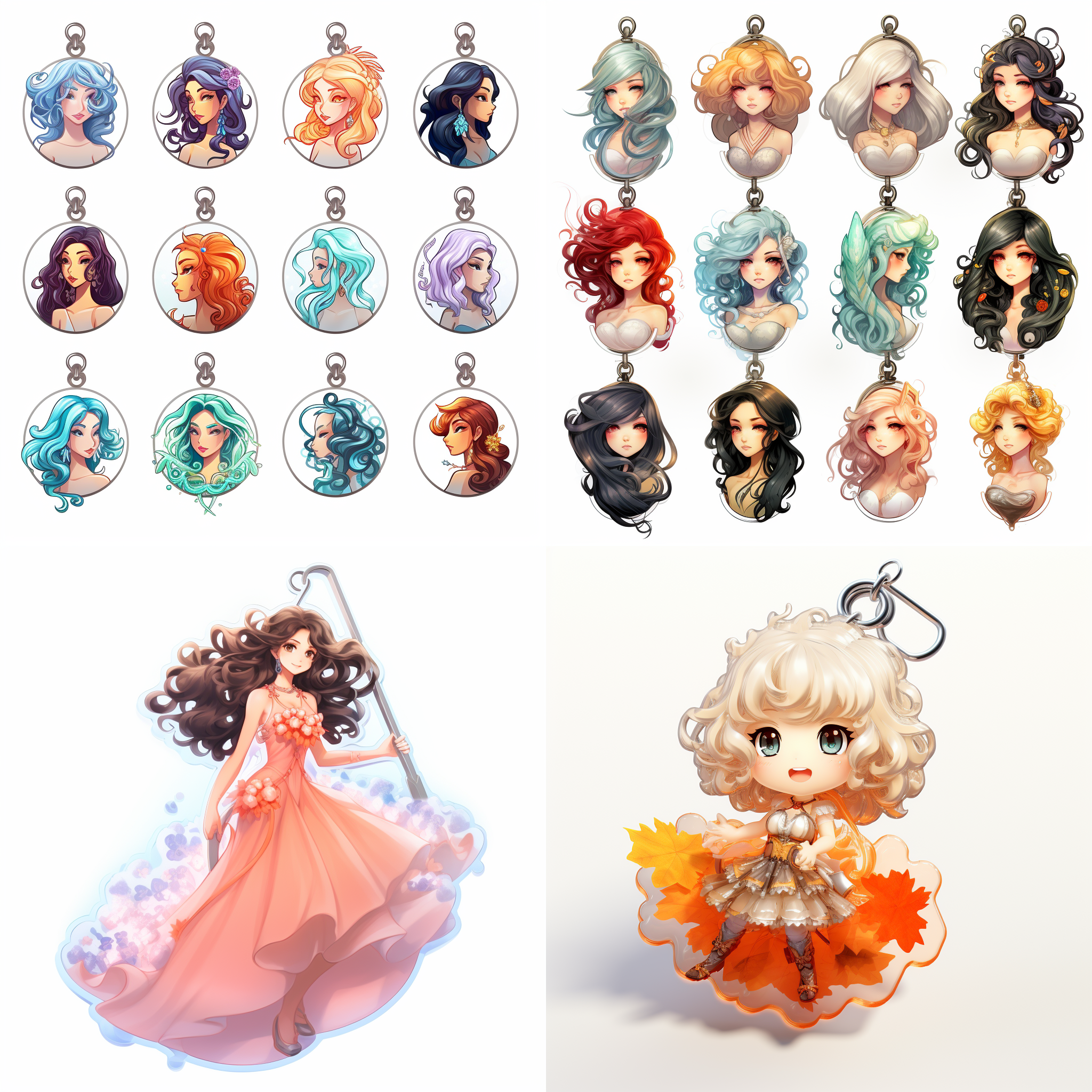 concept design sheet，acrylic keychain, genshin，product design，white background