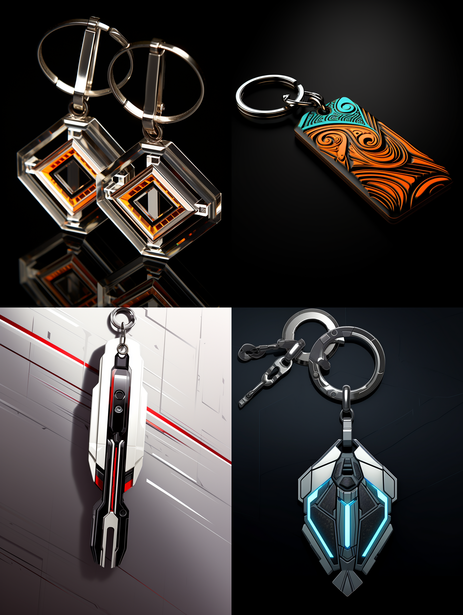 平面设计稿，亚克力钥匙扣，未来主义风格
