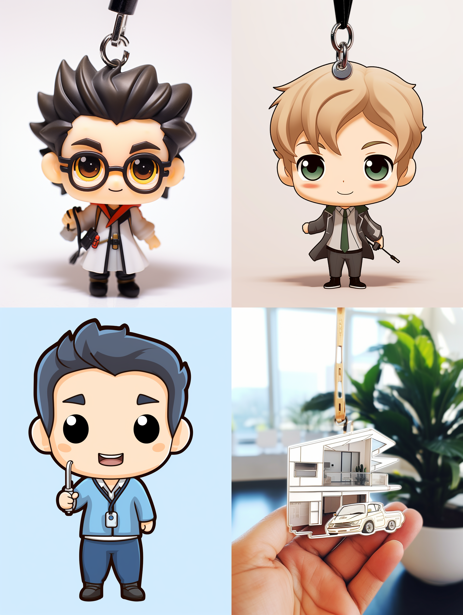 给华为公司设计一款亚克力钥匙扣，极简主义风格，白色背景，平面图