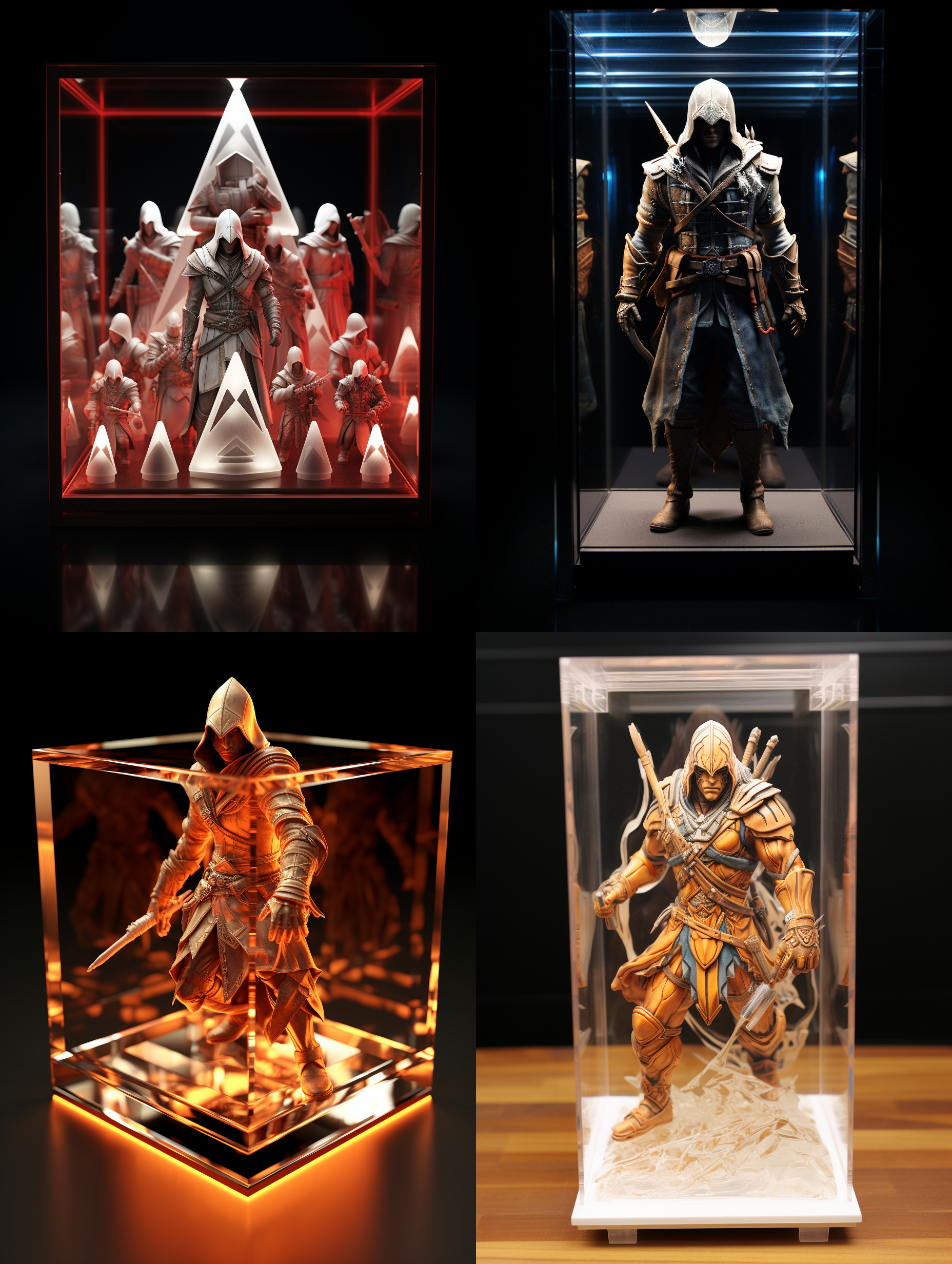 亚克力展示盒，刺客信条，3d渲染，产品图片