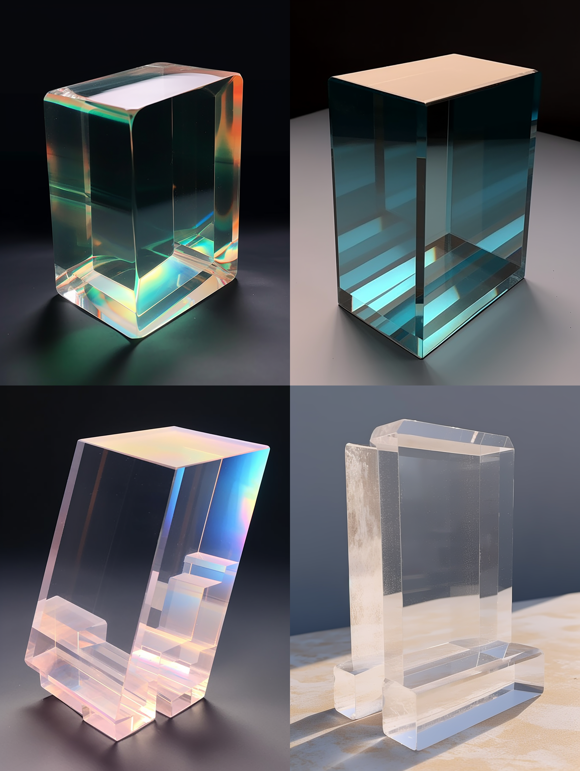 原图，一块亚克力砖，垂直摆放在座面，3d渲染，产品图片
