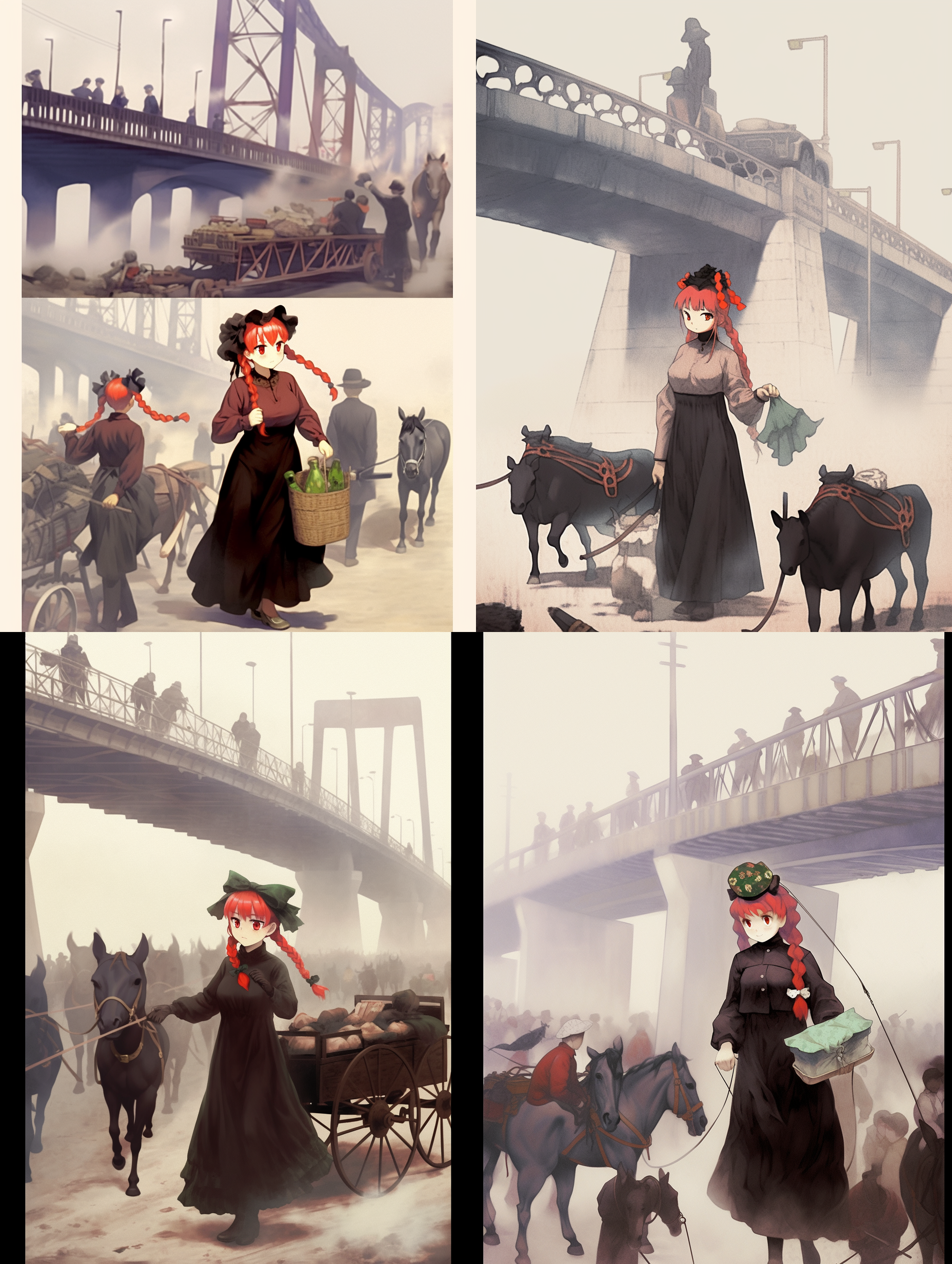 车辚辚，马萧萧，行人弓箭各在腰。 （辚辚：马车轮子碾过石子地的声音。萧萧：马的嘶鸣声。） 爷娘妻子走相送，尘埃不见咸阳桥。 （扬起的尘埃掩盖了咸阳桥） 牵衣顿足拦道哭，哭声直上干云霄。 （上干云霄：尖锐刺耳直冲云霄，震耳欲聋） 道旁过者问行人，行人但云点行频。 （但云：只说。点行：征兵的隐晦说法） 或从十五北防河，便至四十西营田。 （有的人十五岁充军防守黄河以北，到了四十岁还在河西屯田驻守，回不了家） 去时里正与裹头，归来头白还戍边。 （里正：乡长。裹头：男子成年礼。） 边庭流红成海水，武皇开边意未已。 君不闻汉家山东二百州，千村万落生荆杞。 况复秦兵耐苦战，被驱不异犬与鸡。 长者虽有问，役夫敢申恨？ 且如今年冬，未休关西卒。 县官急索租，租税从何出？ 信知生男恶，反是生女好。 生女犹得嫁比邻，生男埋没随百草。 君不见，青海头，古来白骨无人收。 新鬼烦冤旧鬼哭，天阴雨湿声啾啾！ （烦冤：怀着怨恨的鬼在喊冤。啾啾：凄厉的哭喊声） 　　浩浩乎，平沙无垠，夐不见人。河水萦带，群山纠纷。黯兮惨悴，风悲日曛。蓬断草枯，凛若霜晨。鸟飞不下，兽铤亡群。亭长告余曰：“此古战场也，常覆三军。往往鬼哭，天阴则闻。”伤心哉！秦欤汉欤？将近代欤 红色头发 红色 猫耳