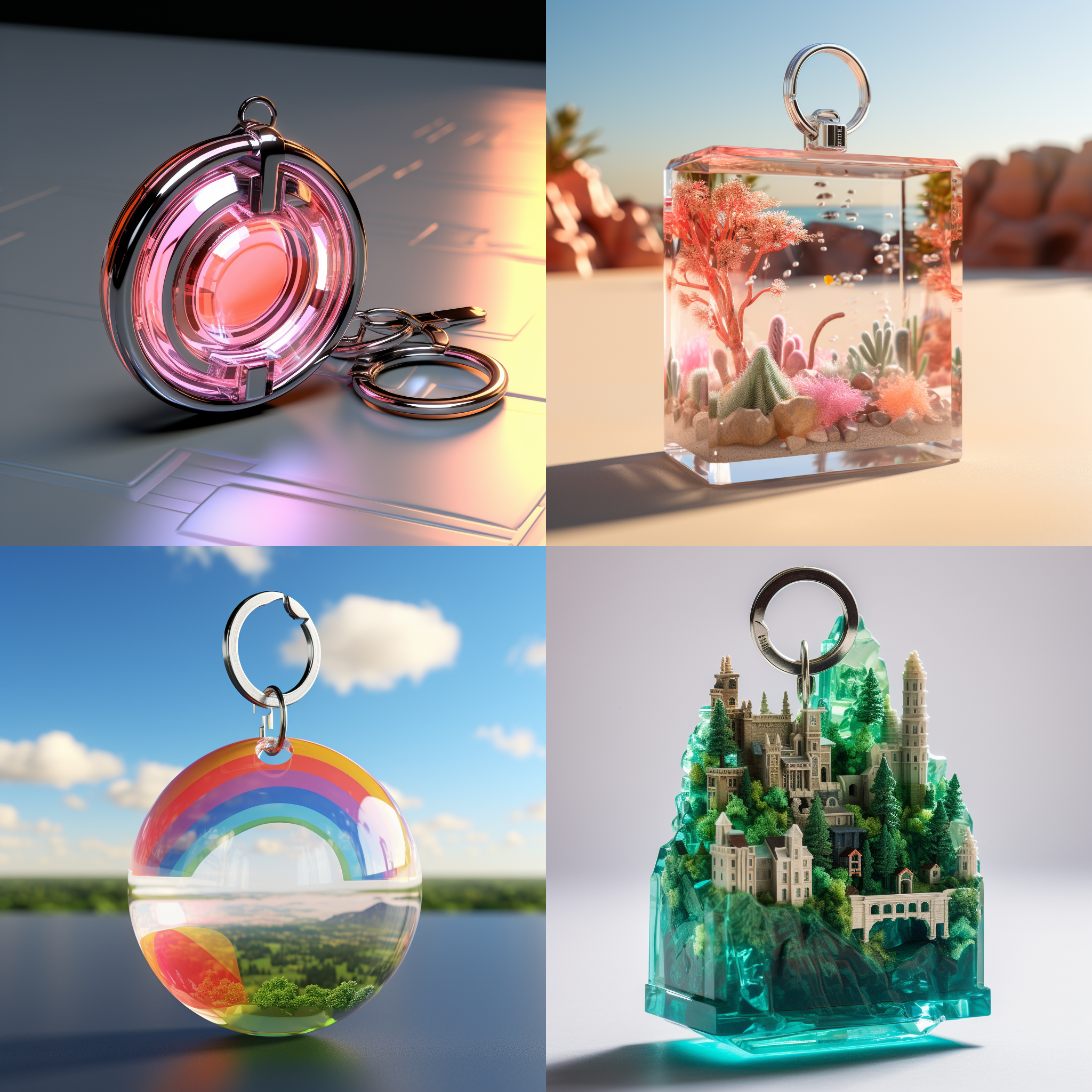 亚克力钥匙扣，趣味，3d渲染，产品图片