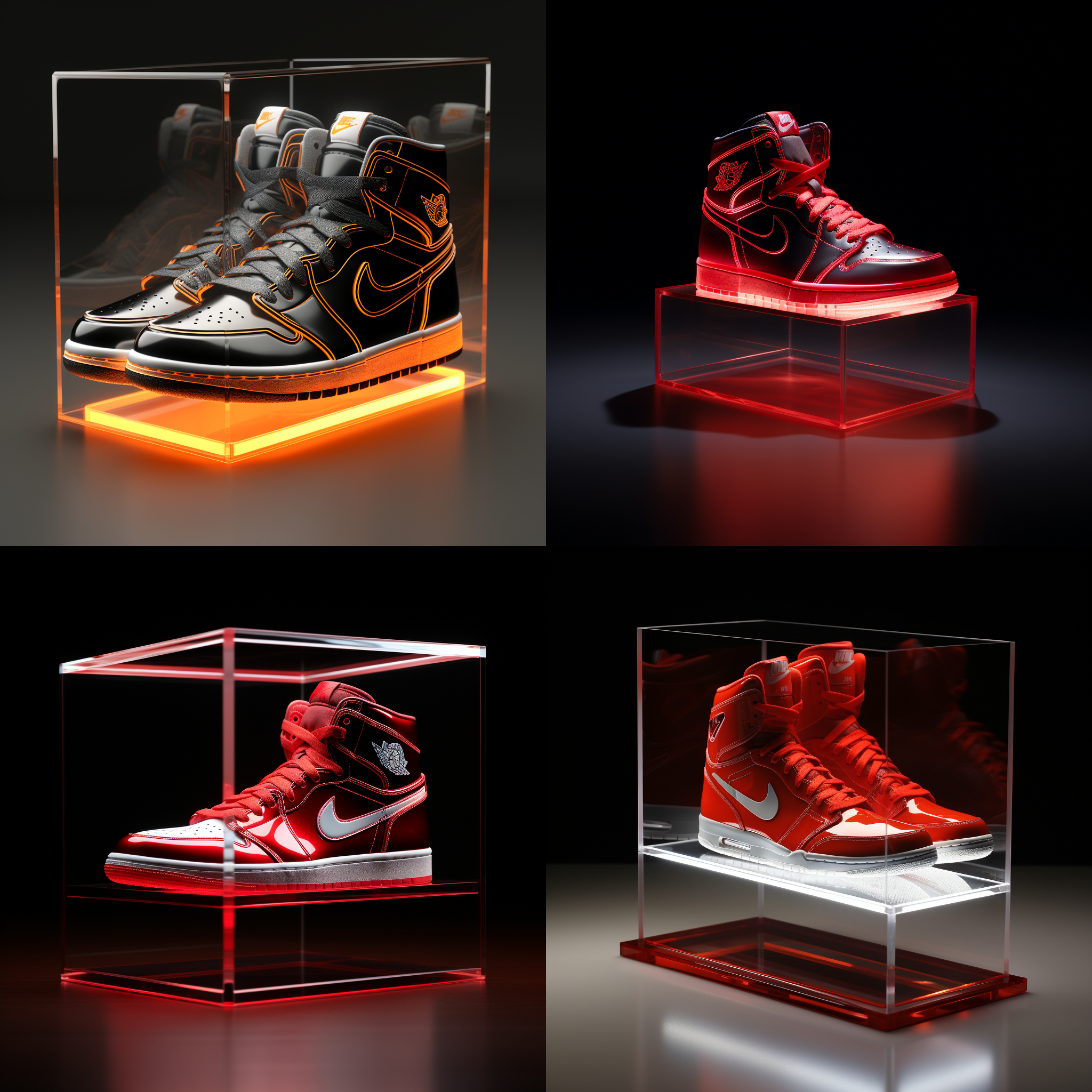 亚克力展示盒，nike air jordan系列，3d渲染，产品图片