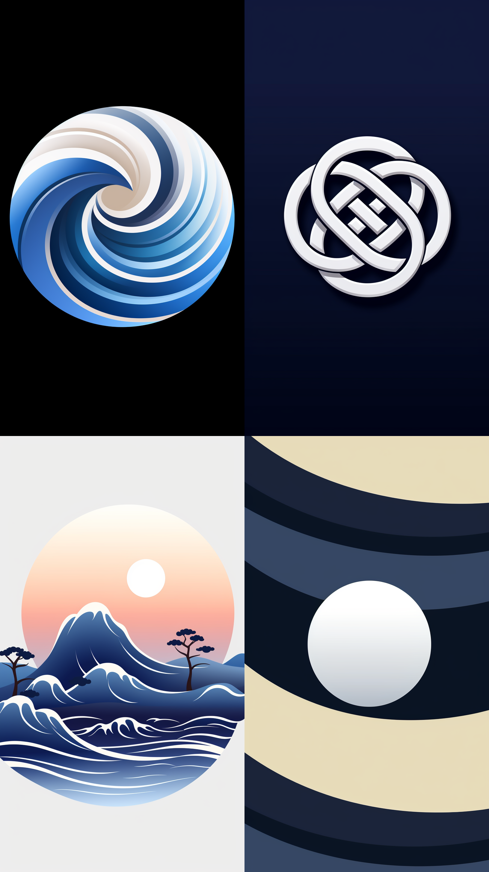 中文名称"千川"的logo，简约风格，圆形构图，蓝色主调，平面设计，无纹理，线条简洁，现代感，流畅，专业，稳定。