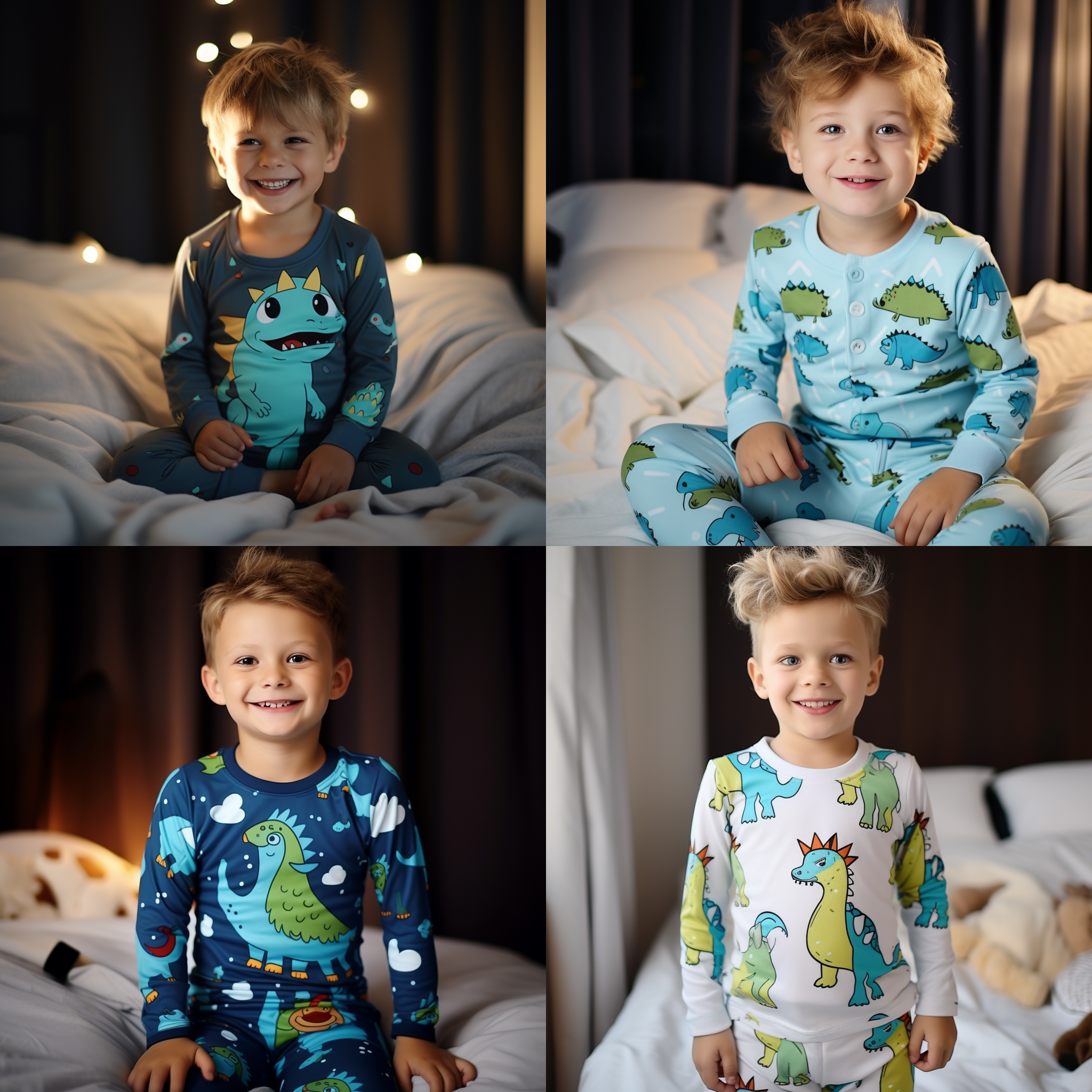 设计一组带有卡通恐龙的儿童睡衣