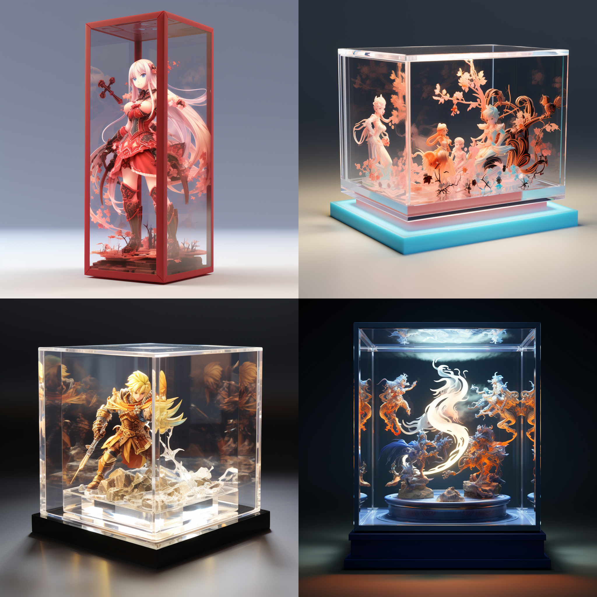 亚克力展示盒，原神，3d渲染，产品图片，每个细节