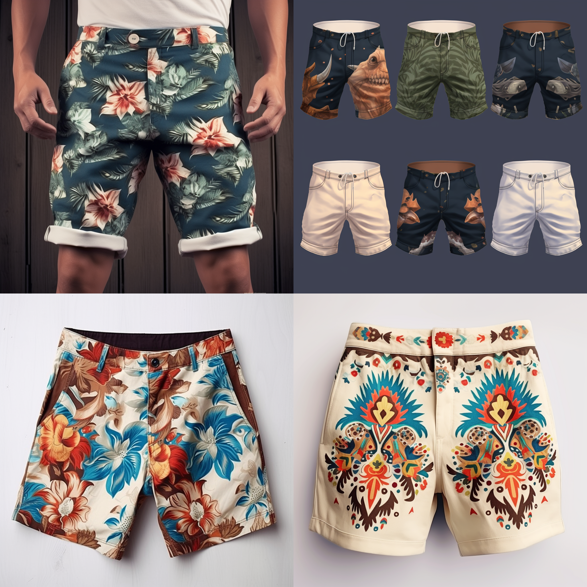 参考图片花型，生成类似款式的短裤