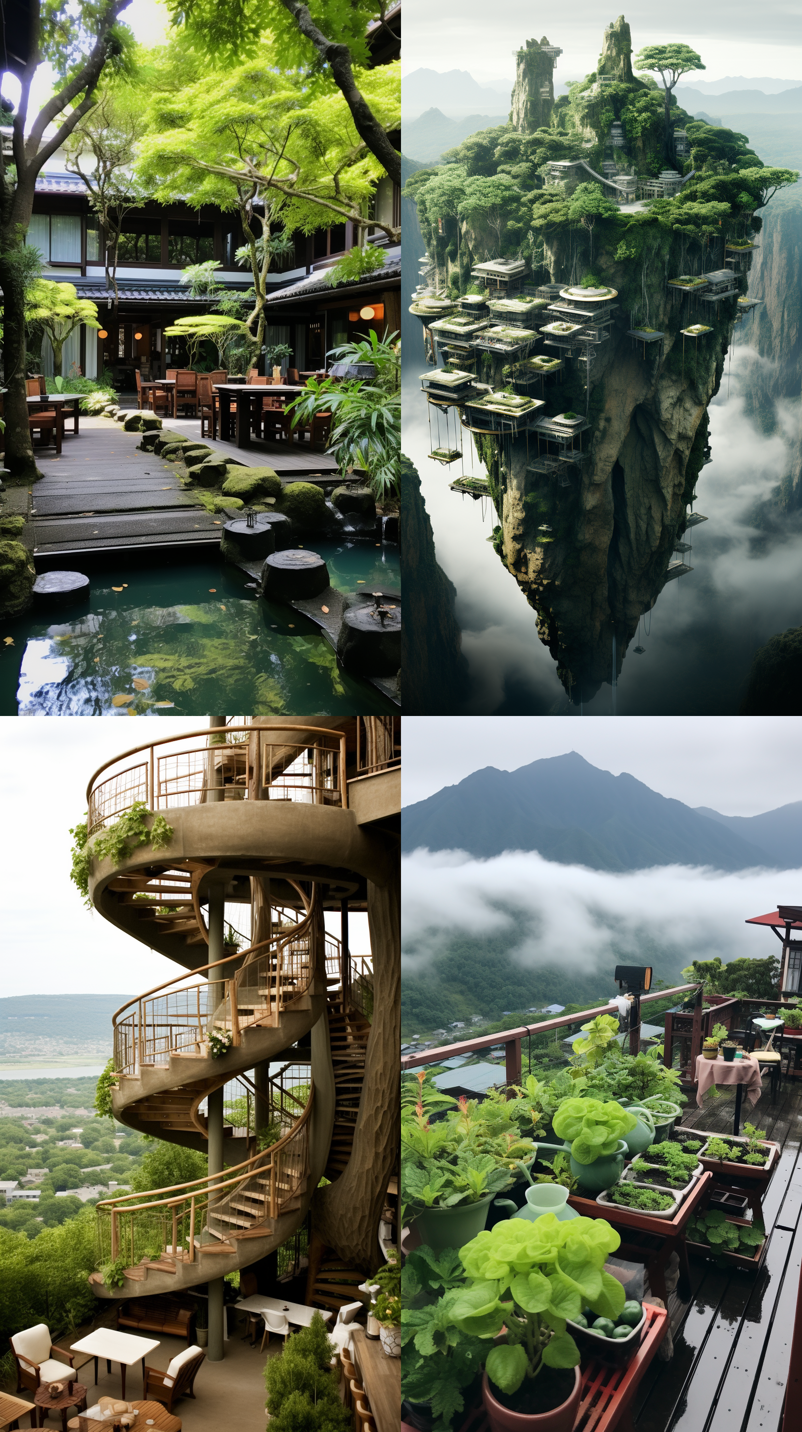 云端上的茅草屋，周围环境清新自然，让人感到心旷神怡。回归自然、回归本真。