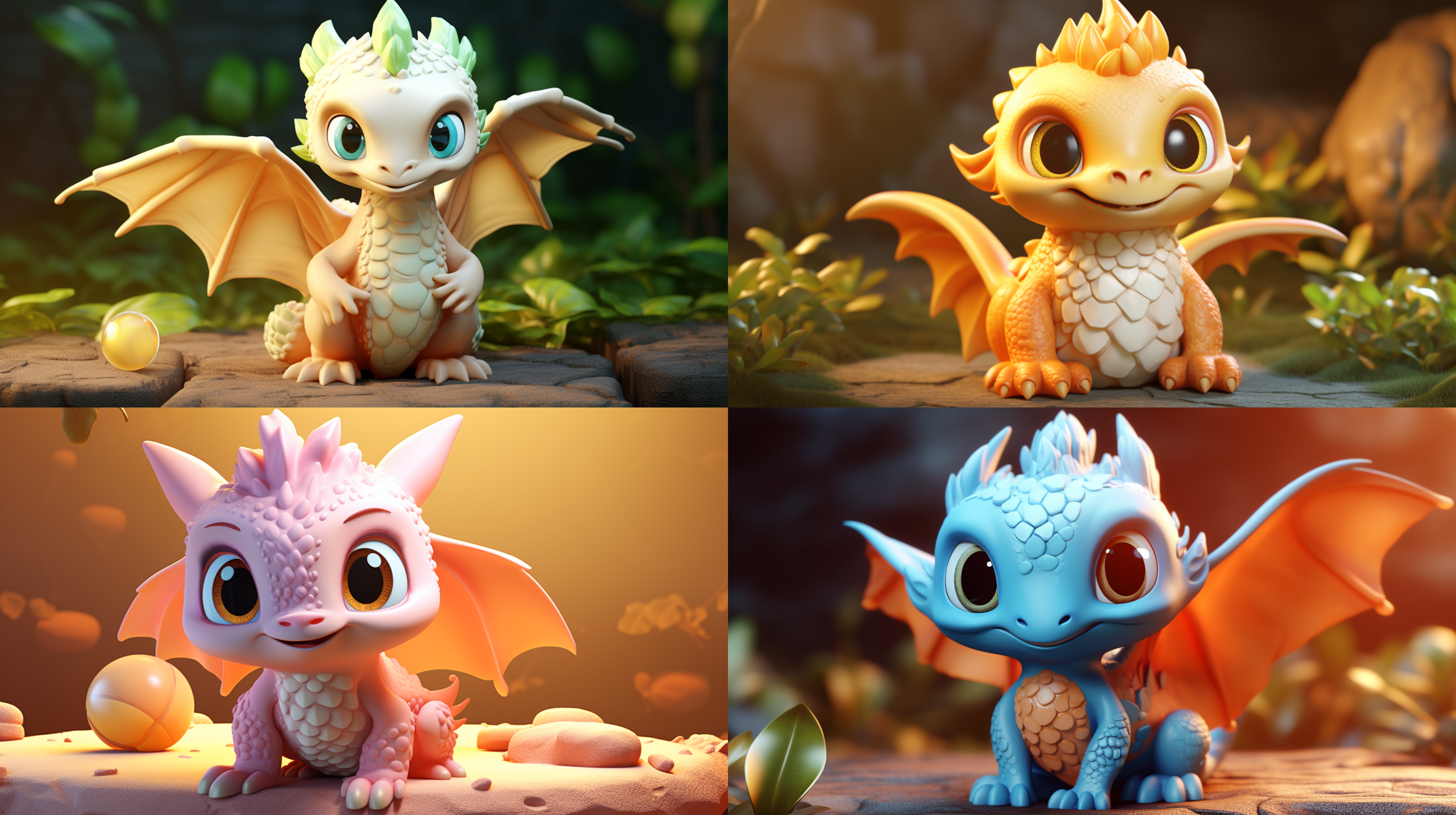 一个可爱的龙宝宝，护着龙蛋，高端自然配色，明亮和谐，光线追踪，泡泡商城风格，设计简洁，ip盲盒形象，人物设计细节，有趣的人物设计，行为，海派，有机雕塑，c4d风格，卡通写实，图书插图风格，4k展示，