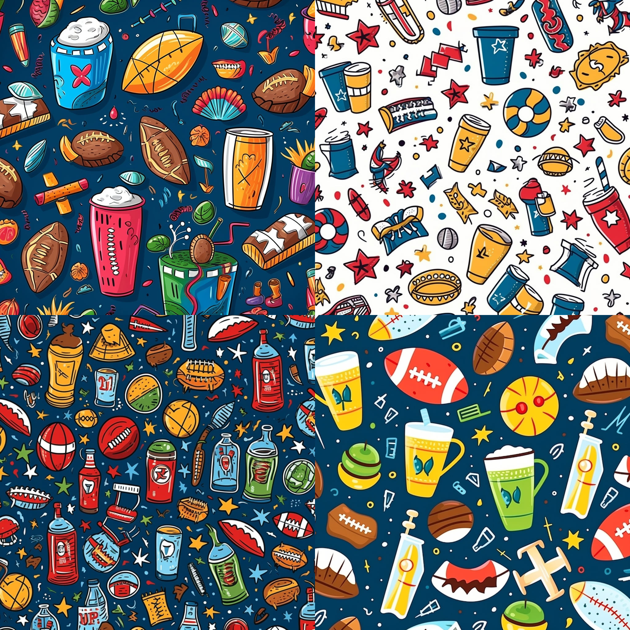 带有超级大碗日节日元素的图案