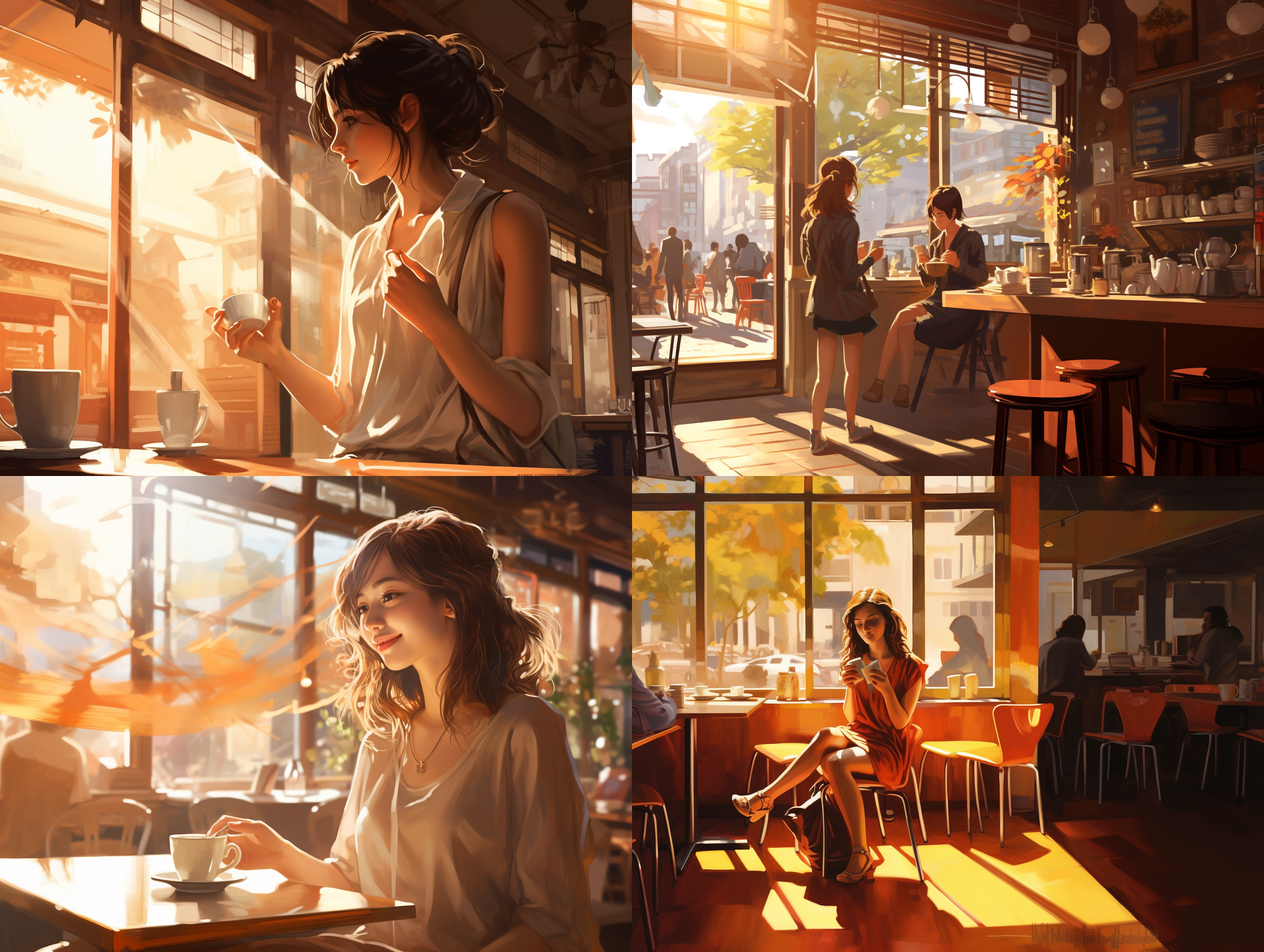在咖啡店里，阳光