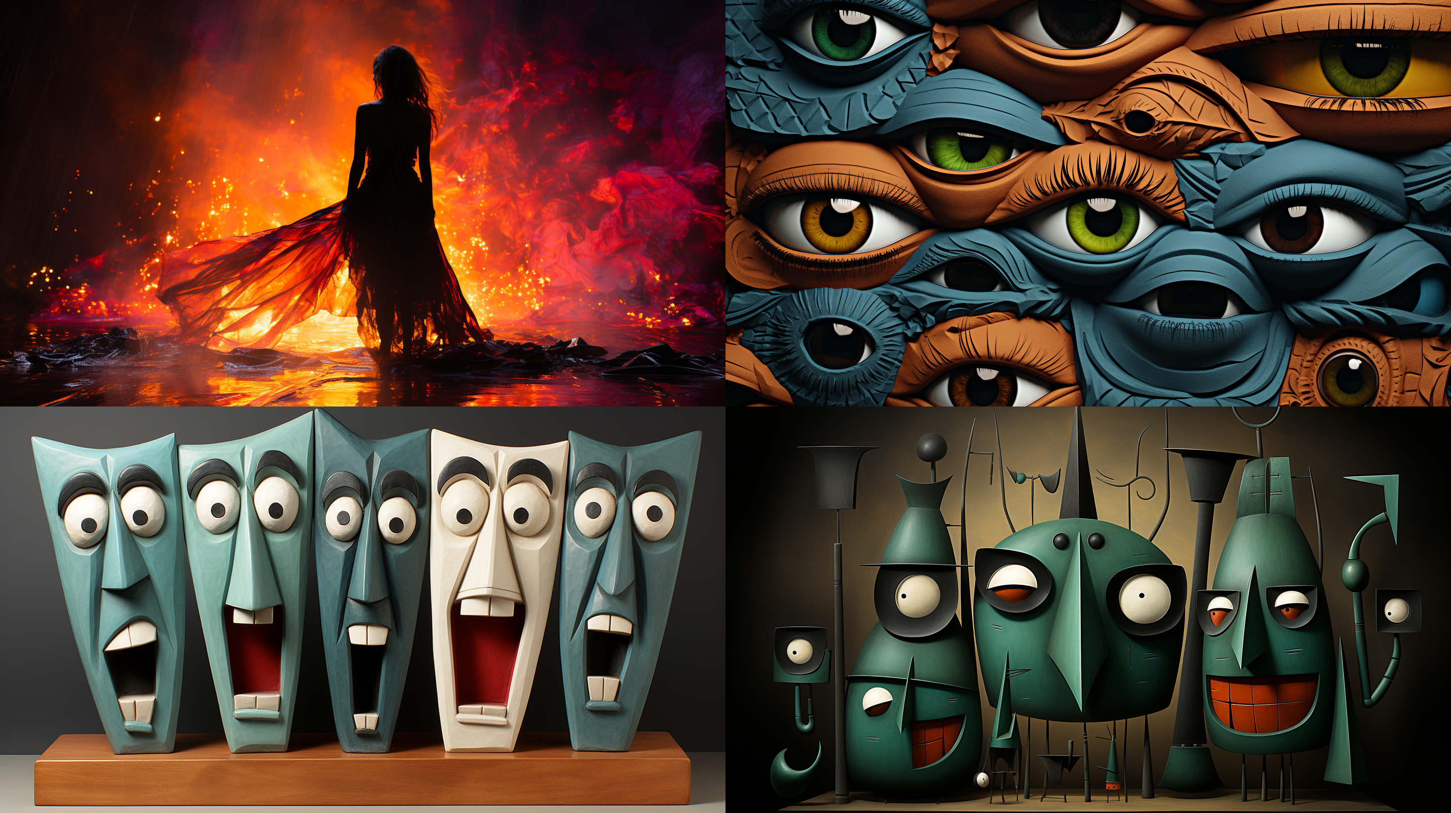 人类情感（如欢乐和悲伤）的抽象表现，被描绘为经历幸福、悲伤、分离和团聚等不同感受的个体的集合。