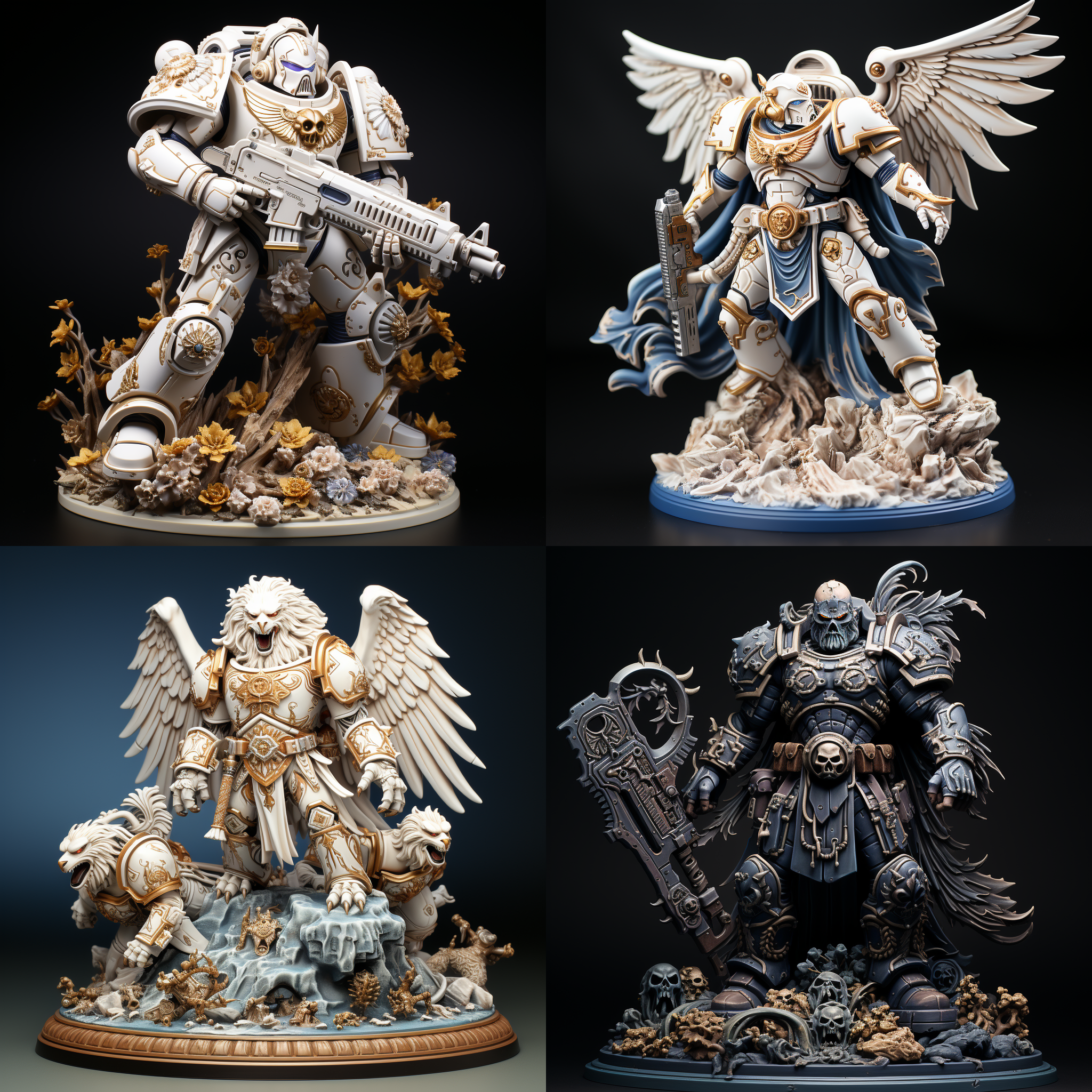 战锤40k，pvc材质，拍摄角度45度，3d渲染，产品展示