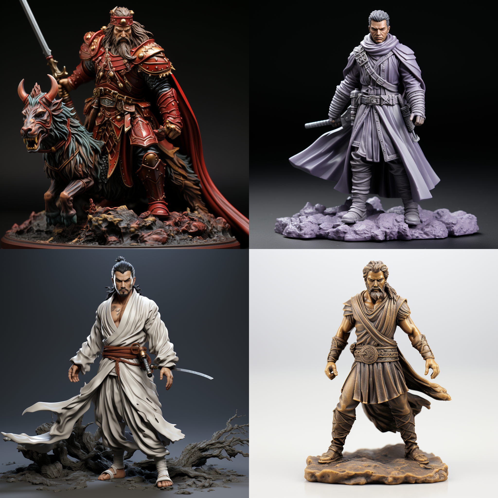 日本战国武士，pvc材质，3d渲染，产品展示