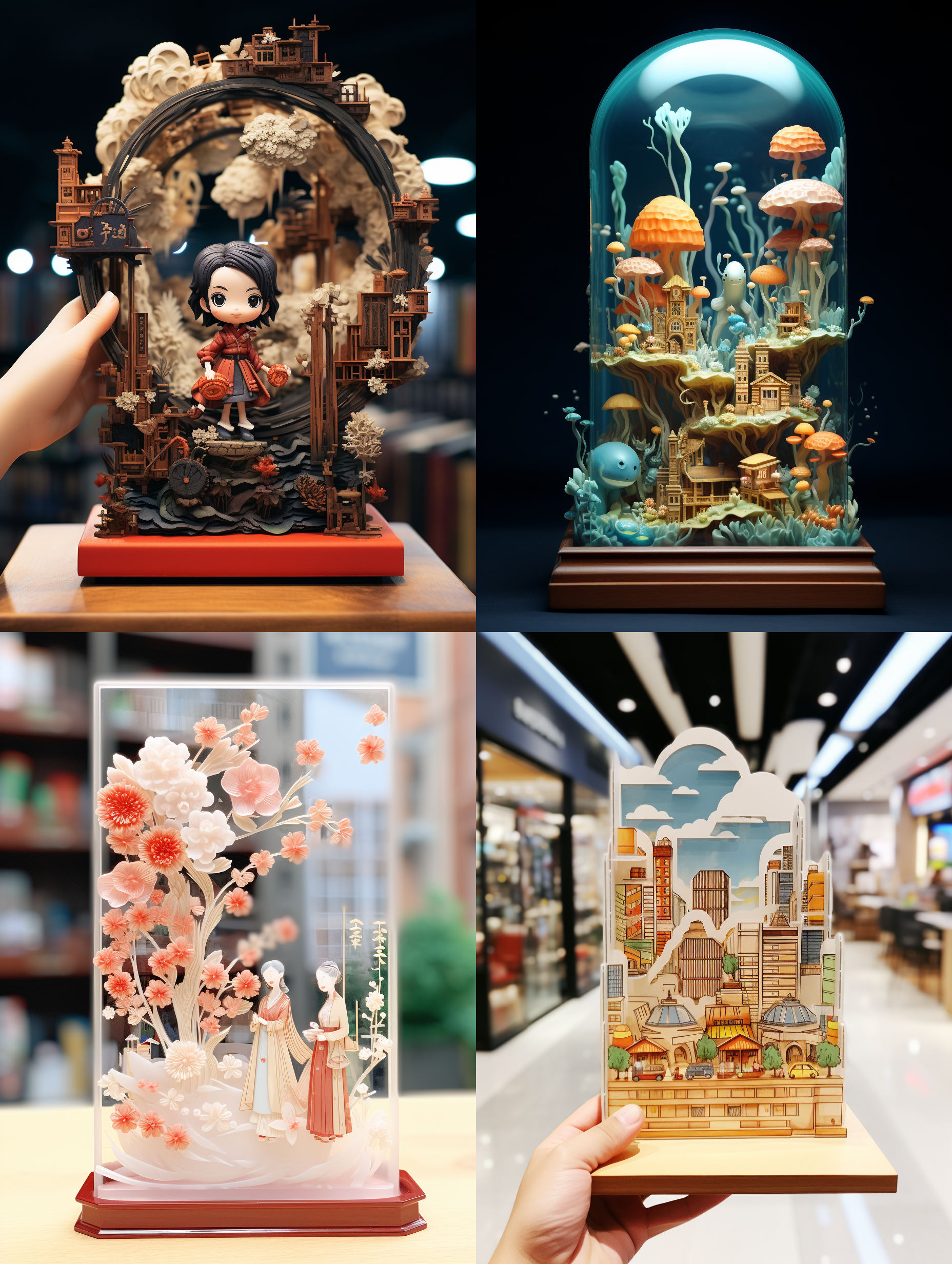 亚克力板，尺寸：4.5*7*1cm，竖着摆放，景深，高端自然配色，明亮和谐，泡泡商城风格，卡通写实，图书插图风格，海派，有机雕塑，c4d风格，图书插图风格，4k展示，