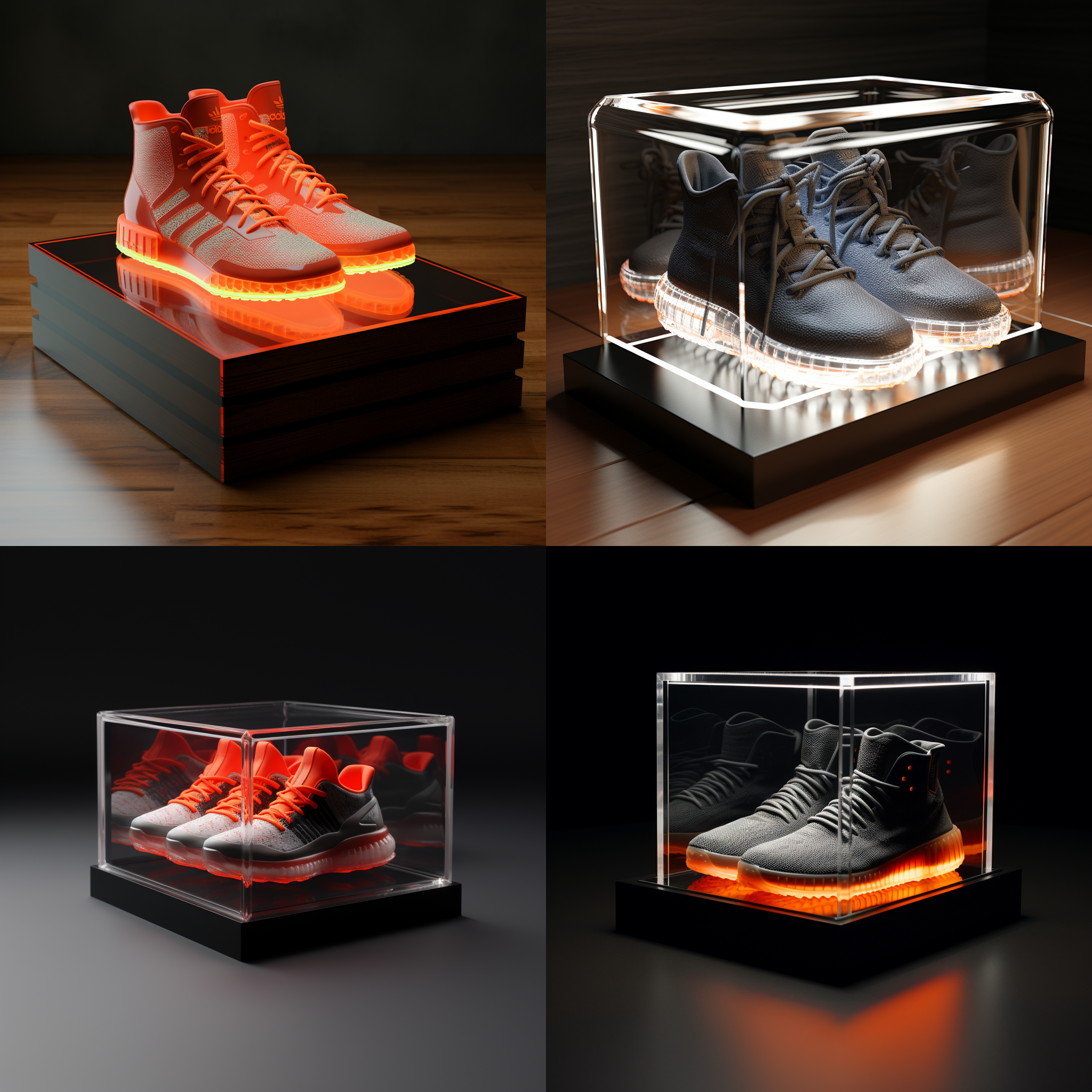 亚克力展示盒，yeezy boost系列，3d渲染，产品图片