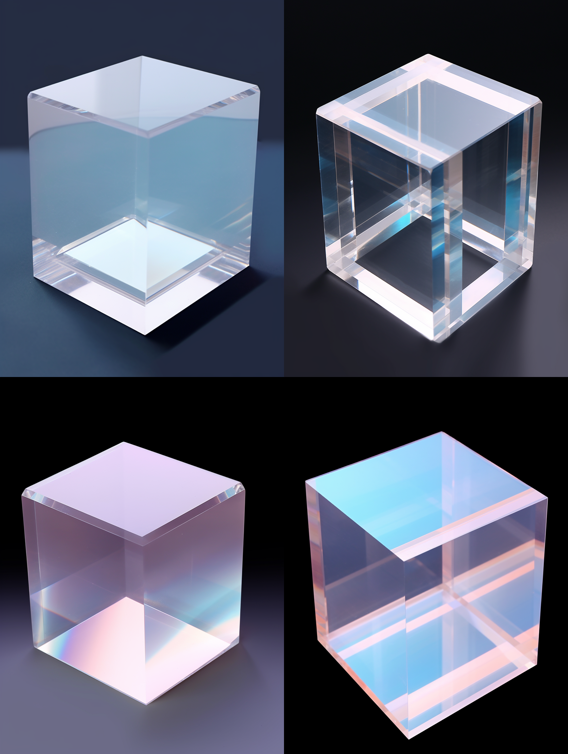 生成块无印刷亚克力板，厚的，垂直摆放在座面，3d渲染，产品图片