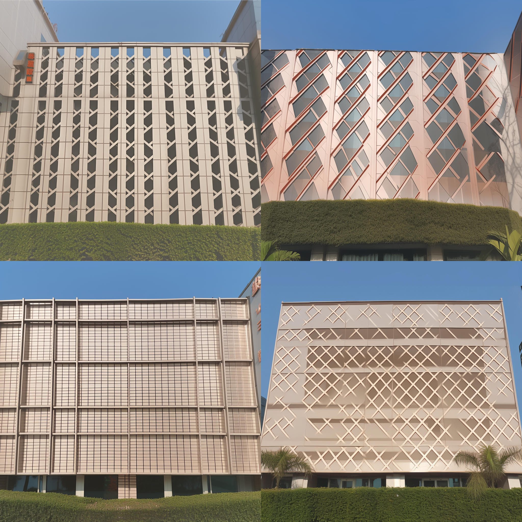 米黄色金属格栅，现代风格，细节清晰，纹理丰富，高光明亮，饱和度适中，线条流畅，冷色调