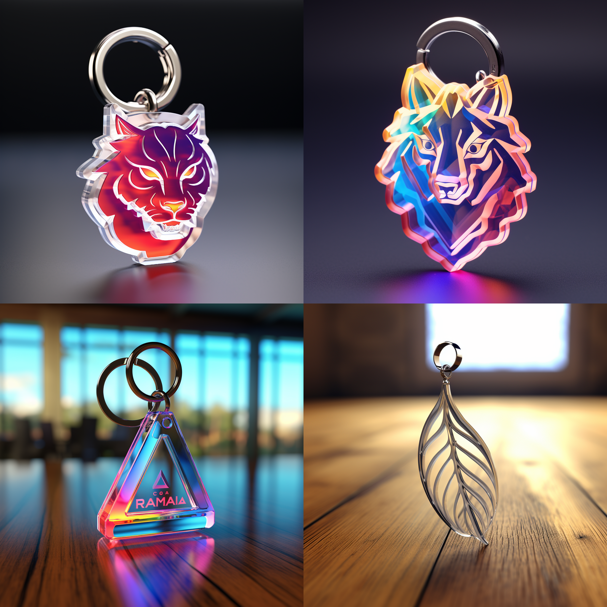 亚克力钥匙扣，logo，3d渲染，产品图片
