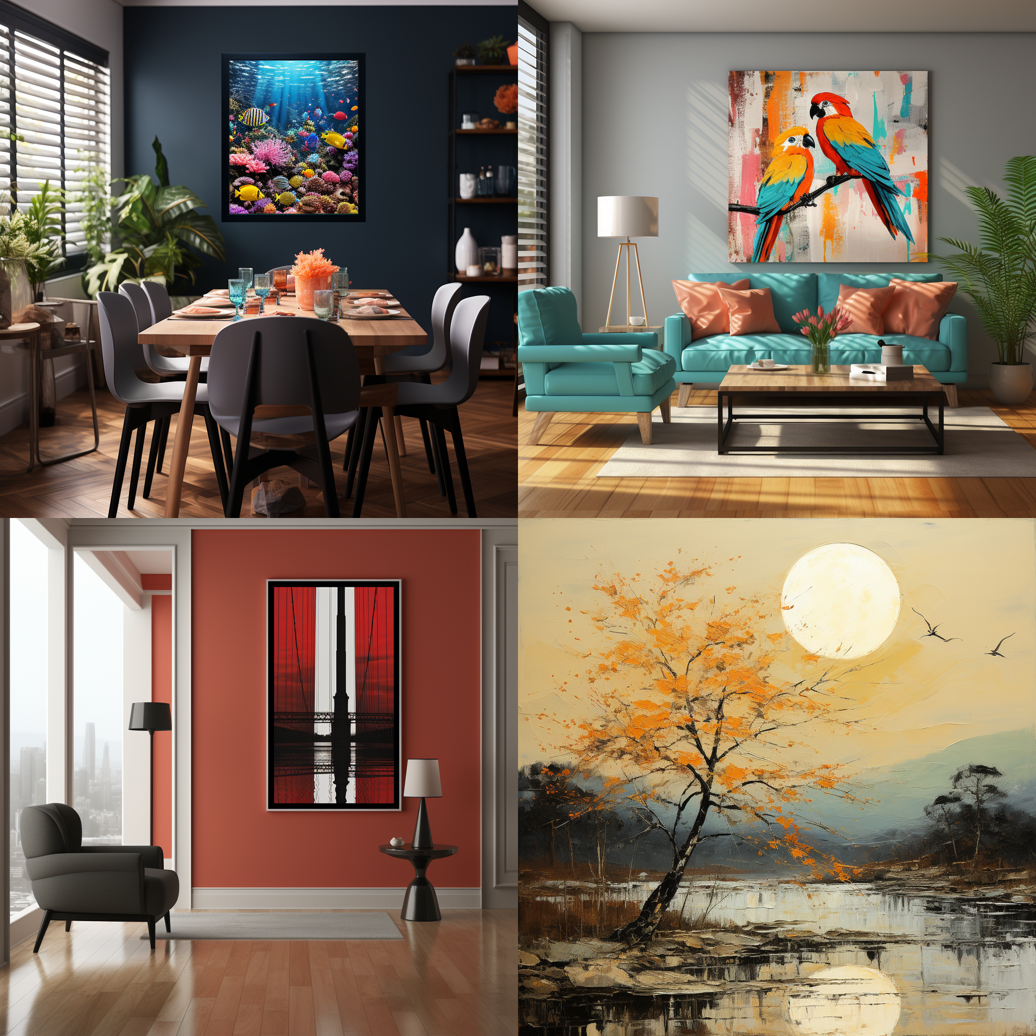 墙上挂着一块大小与绘画相似的亚克力板进行展示。应从正面视角观看图像。