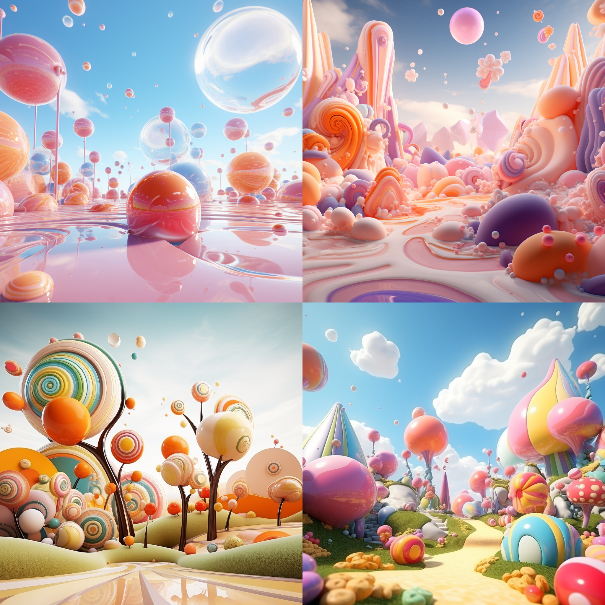 元素背景，有地面，有天空，高端自然配色，明亮和谐，可爱多彩，光线追踪，泡泡商城风格，设计简洁，行为，海派，有机雕塑，c4d风格，卡通写实，图书插图风格，4k展示，