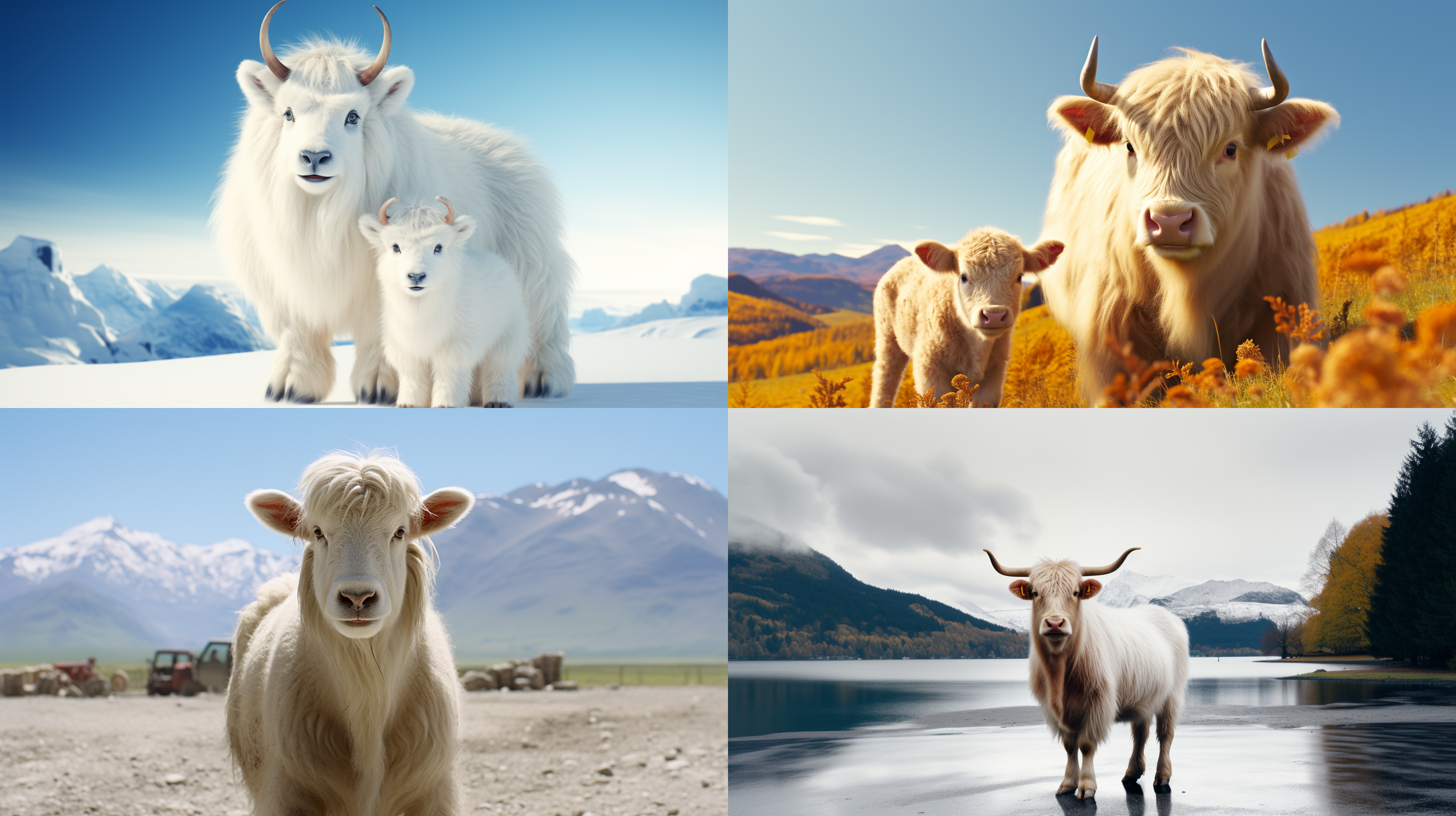 两张图片，合成一下。白色的小牦牛
