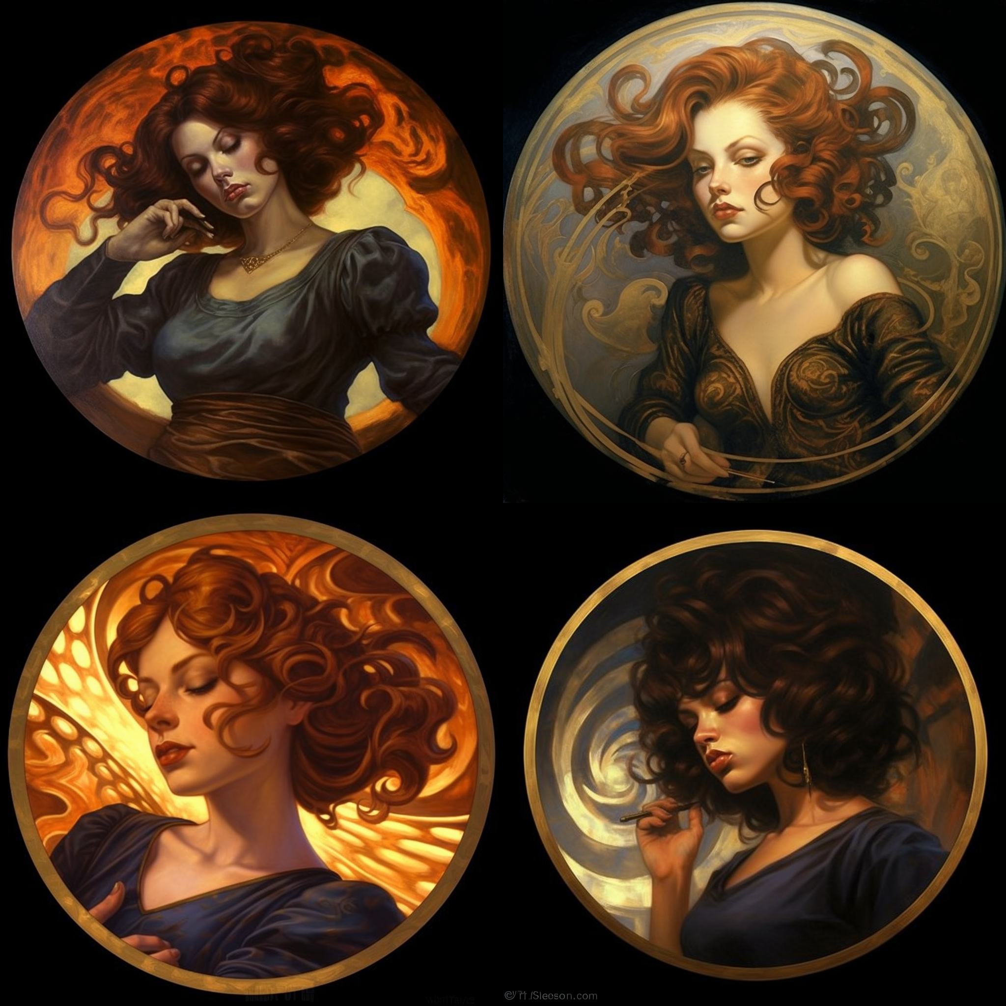 portraits,smiling cute 20-year-old girl,bronze background,flowing, thick curls，collarbone，julie bell