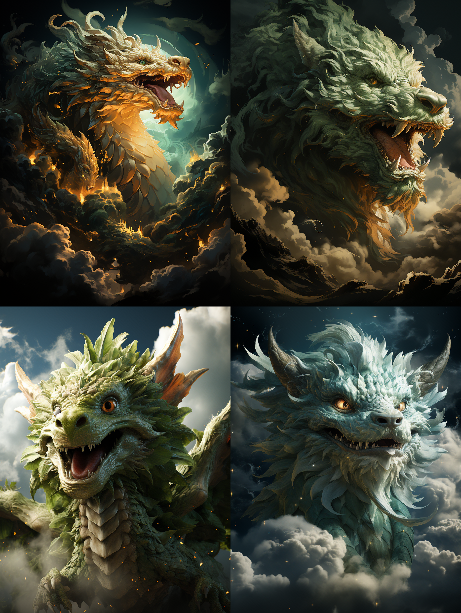 一条青龙，翱翔在天空，保护着一个刚出生的睡觉的小婴儿，中国风，清晰的青龙鳞片，光线透过云层闪耀，小婴儿非常可爱。