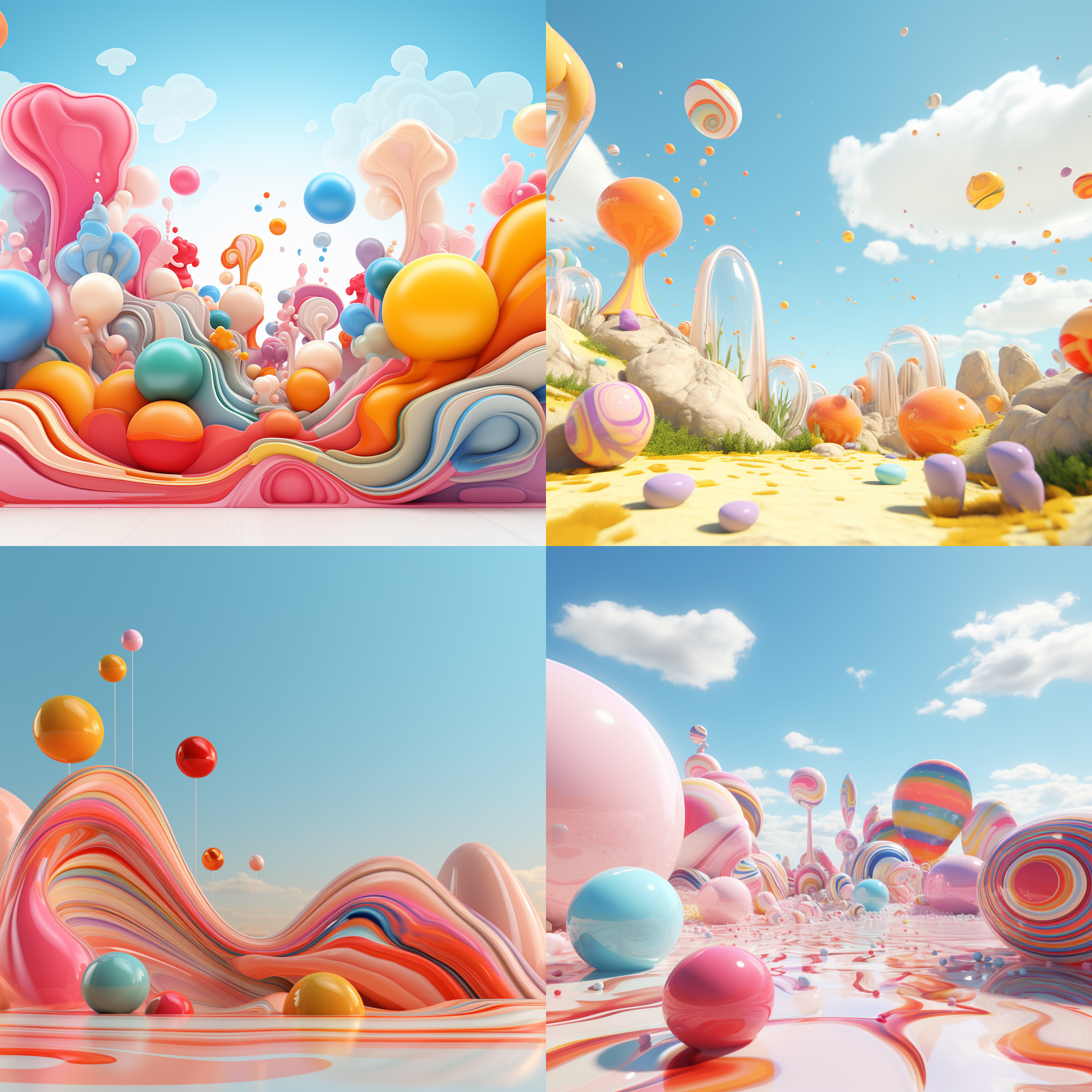 元素背景，有地面，有天空，高端自然配色，明亮和谐，可爱多彩，光线追踪，泡泡商城风格，设计简洁，行为，海派，有机雕塑，c4d风格，卡通写实，图书插图风格，4k展示，