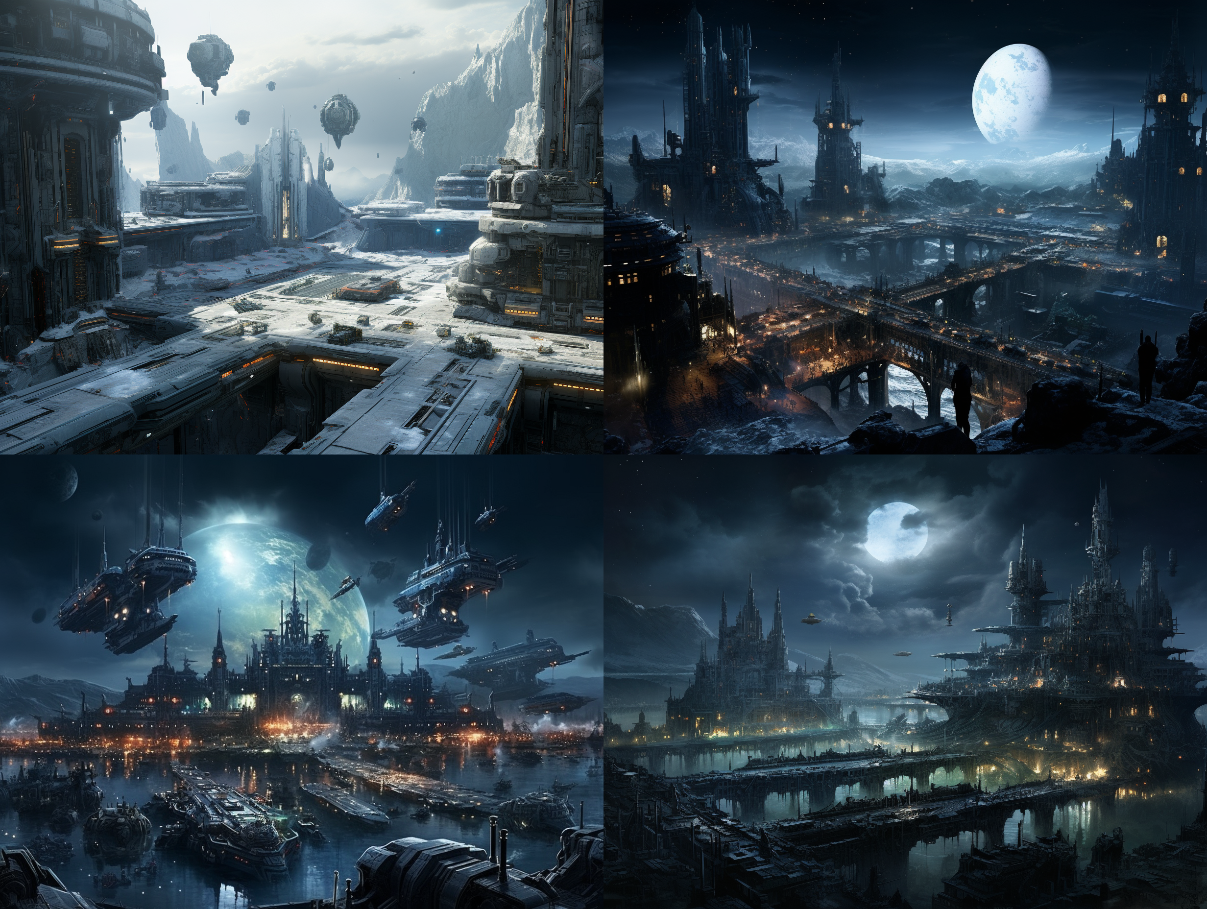 星际港口，地球背景，战锤40k，繁忙，远景