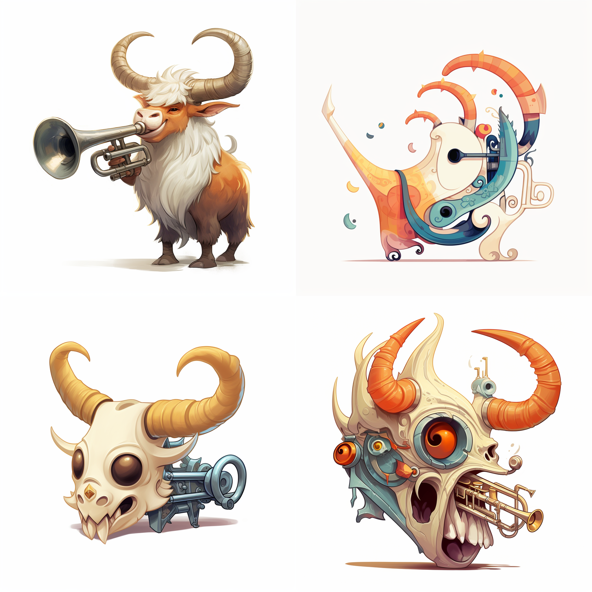 喇叭，卡通，插图，配色简单，白色背景，等构。