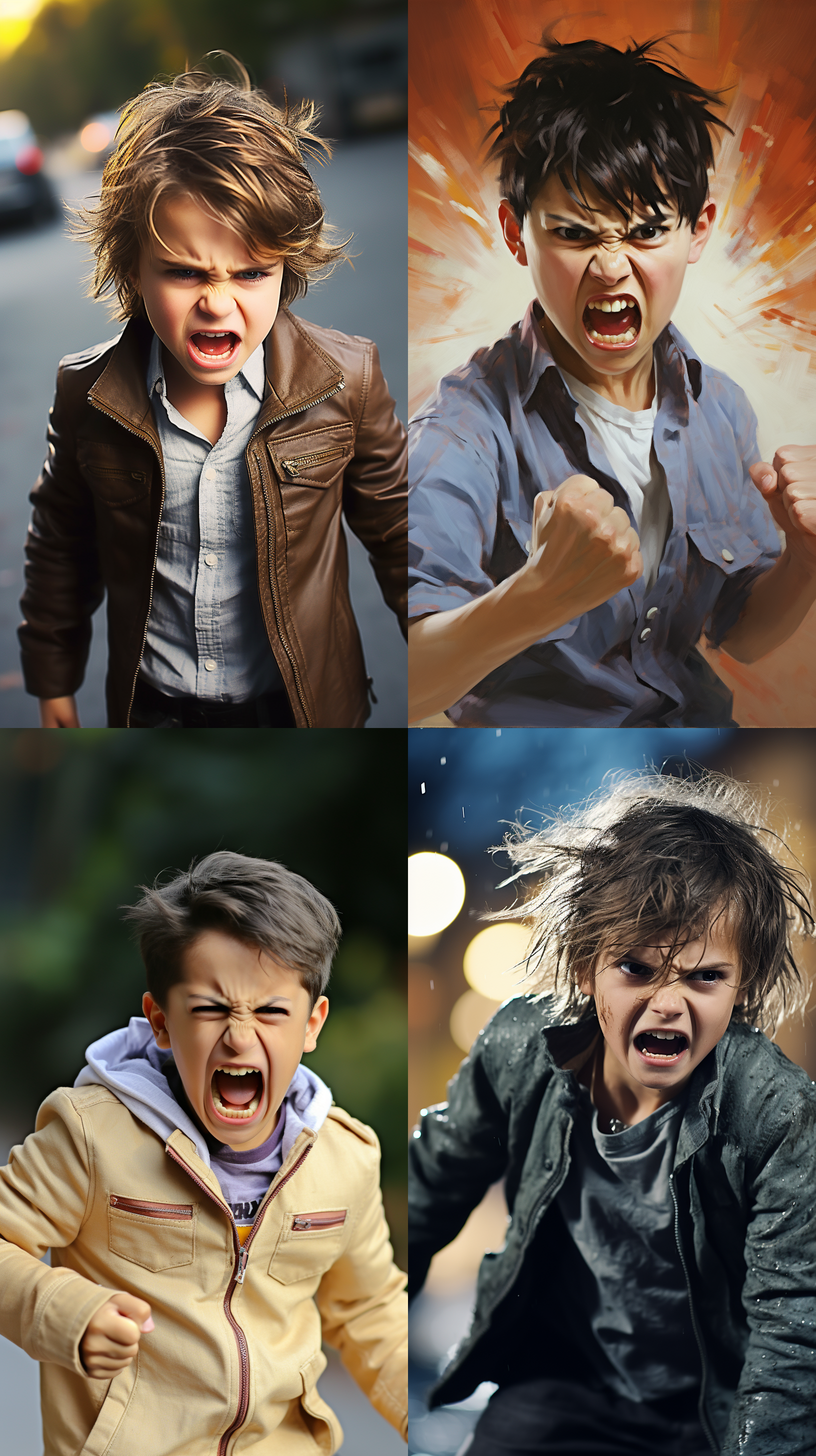 愤怒，生气，中国，儿童，全身