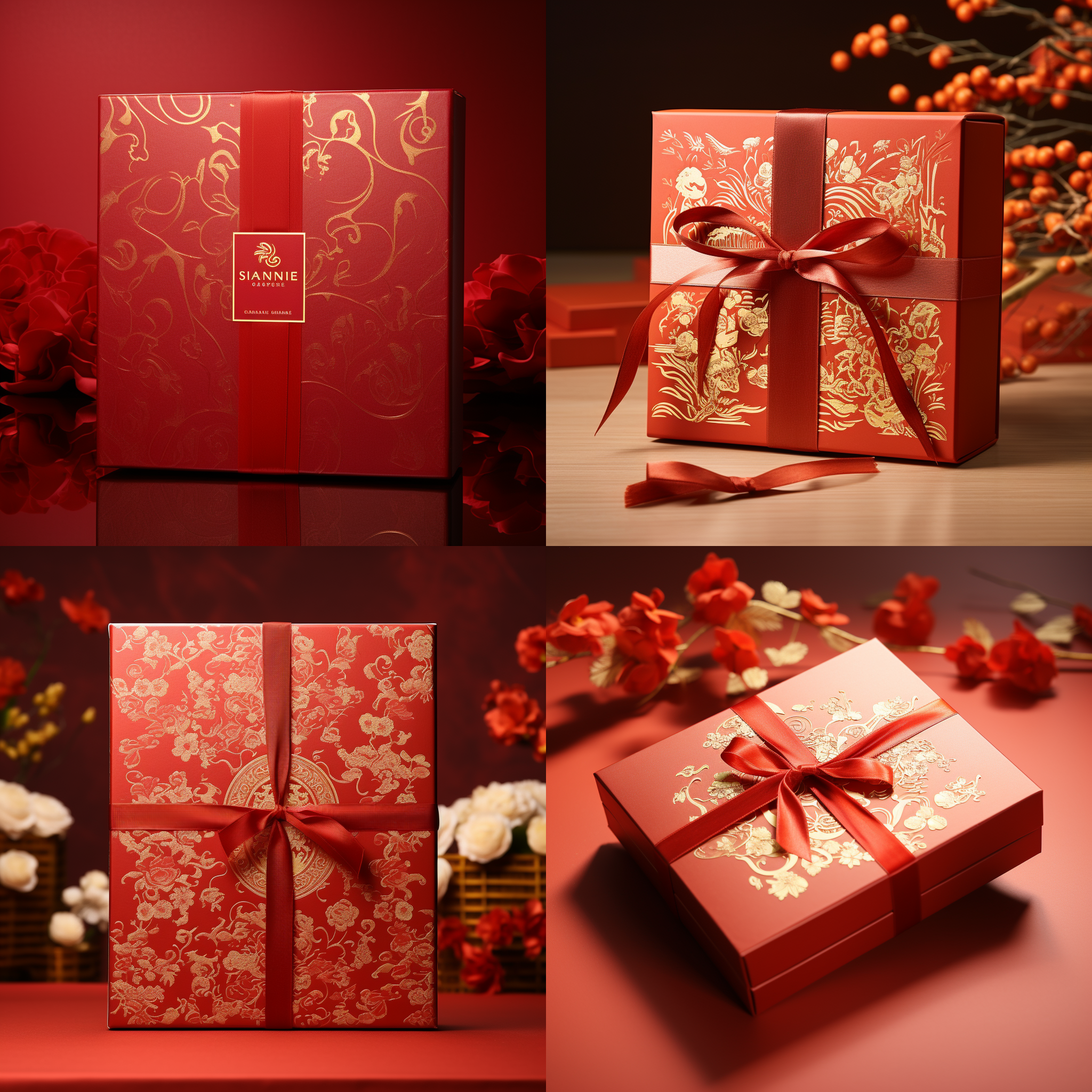 山味山河，包装礼品盒，红底金字