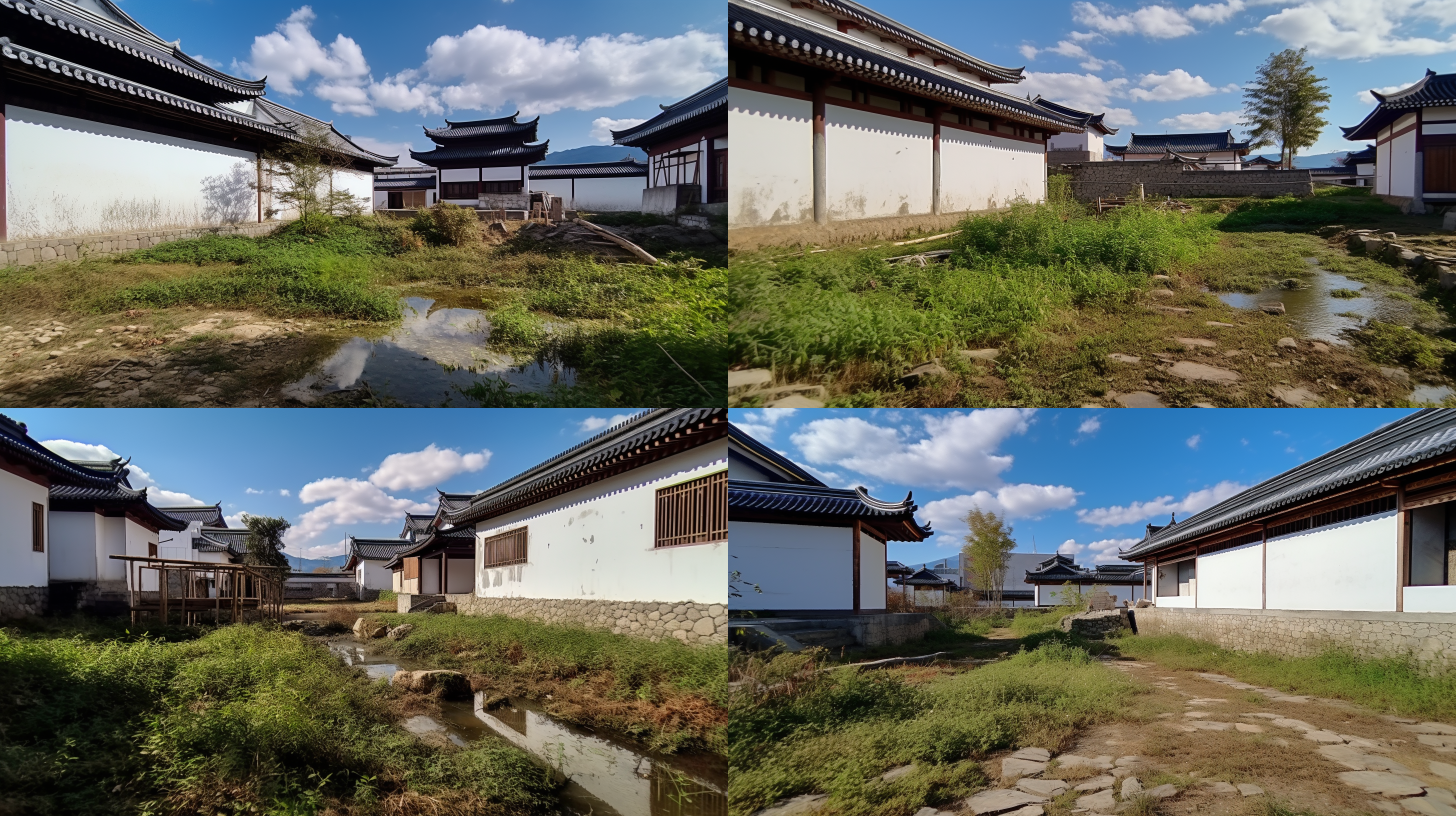 suzhou garden design minimalist style,1 japanese tea room,1 rockery,1 landscape fish pond 3ds max drawing effect