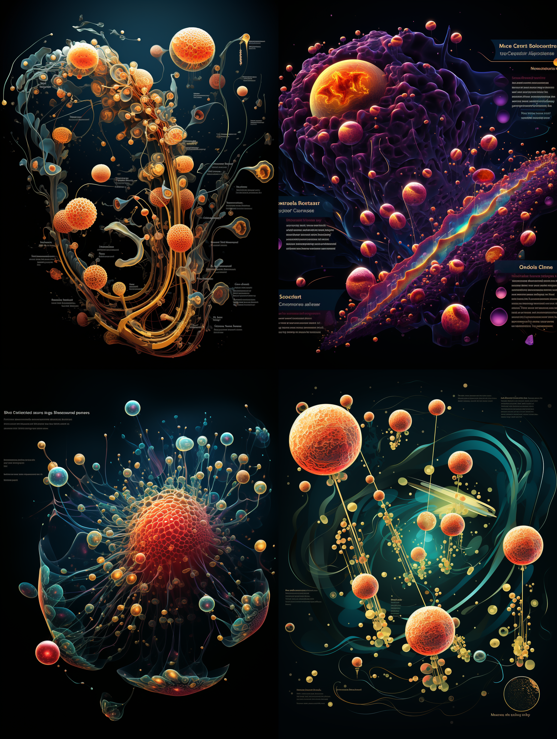 生成与参考图相同排布的立体细胞效果，要把细胞膜，细胞孔，细胞质，细胞枋，rna,dna,呈现体现出来，细胞的形态符合专业显微观察看到的细胞形态和行业细胞形态样式描述与定义，空间感和立体感突出，颜色饱和，细节层次丰富，专业c4d渲染，顶级画质和清晰度，8k超高清，细胞外光环的强度
