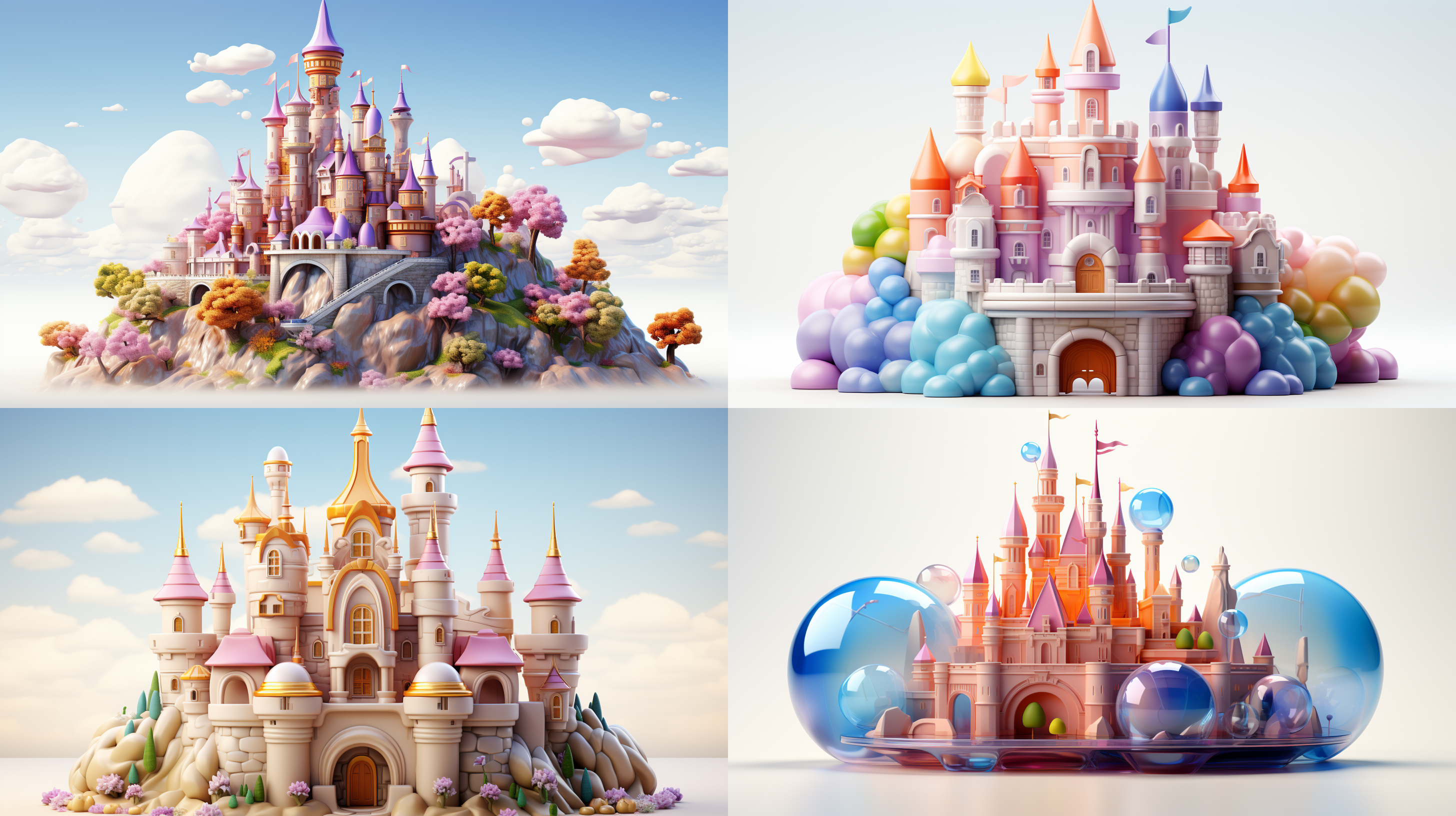 animated castle 3d icon,soft sculptures, color gradientsnaive charm, in the style of ray tracing, clean white background, 3d rendering, smooth and shiny,realistic use of light and color,softcolor gradual change, honey style,trendy innintendo, best detail, hd, high resolution 简单的背景