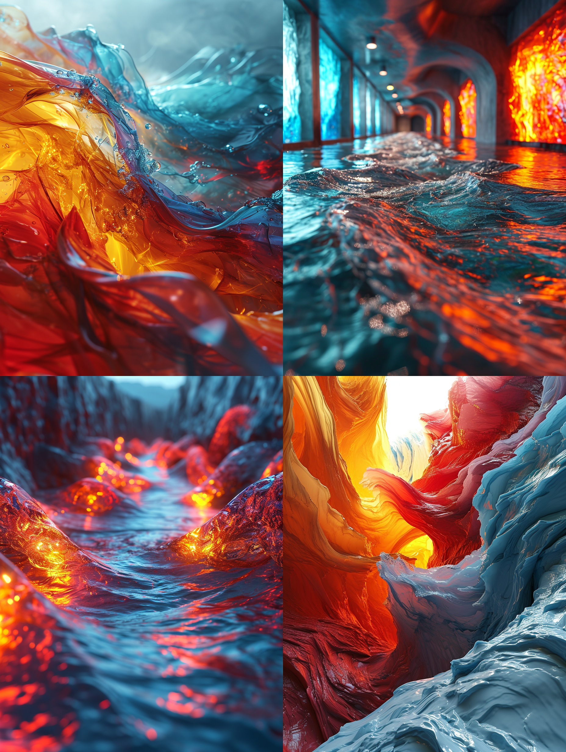 silky neon wallpaper, vibrant dark orange and light blue, futuristic chromatic waves, soft tonal shifts