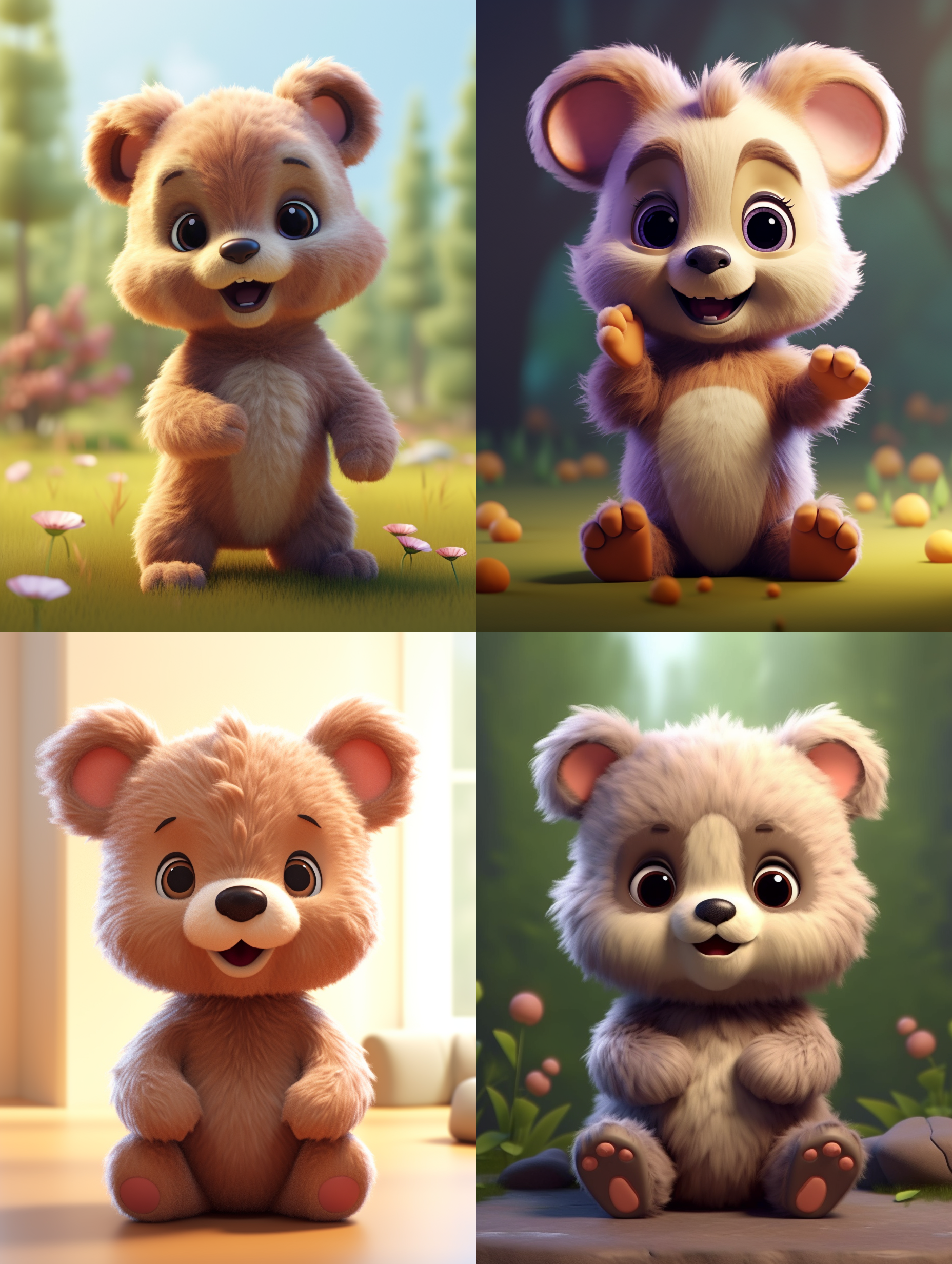 cute character， baby bear， cute cartoon character， cartoon cute， chibistyle， lovely art style， cute illustration， full body commission for， cute cartoon style， cute round ears， 3d， toy, 