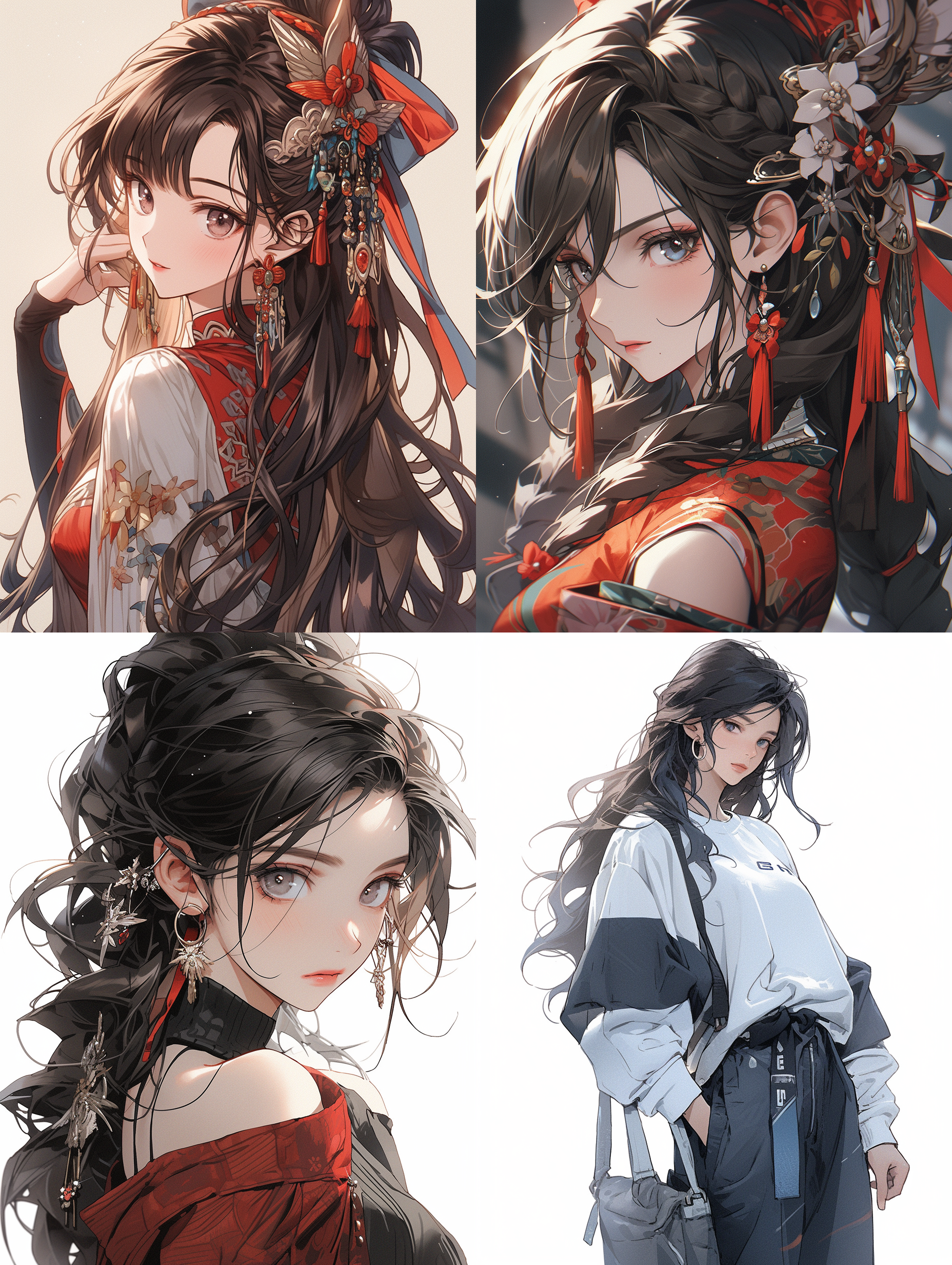 一位中国成年女性，美女，粗线条，简笔画风风格，高品质，8k 