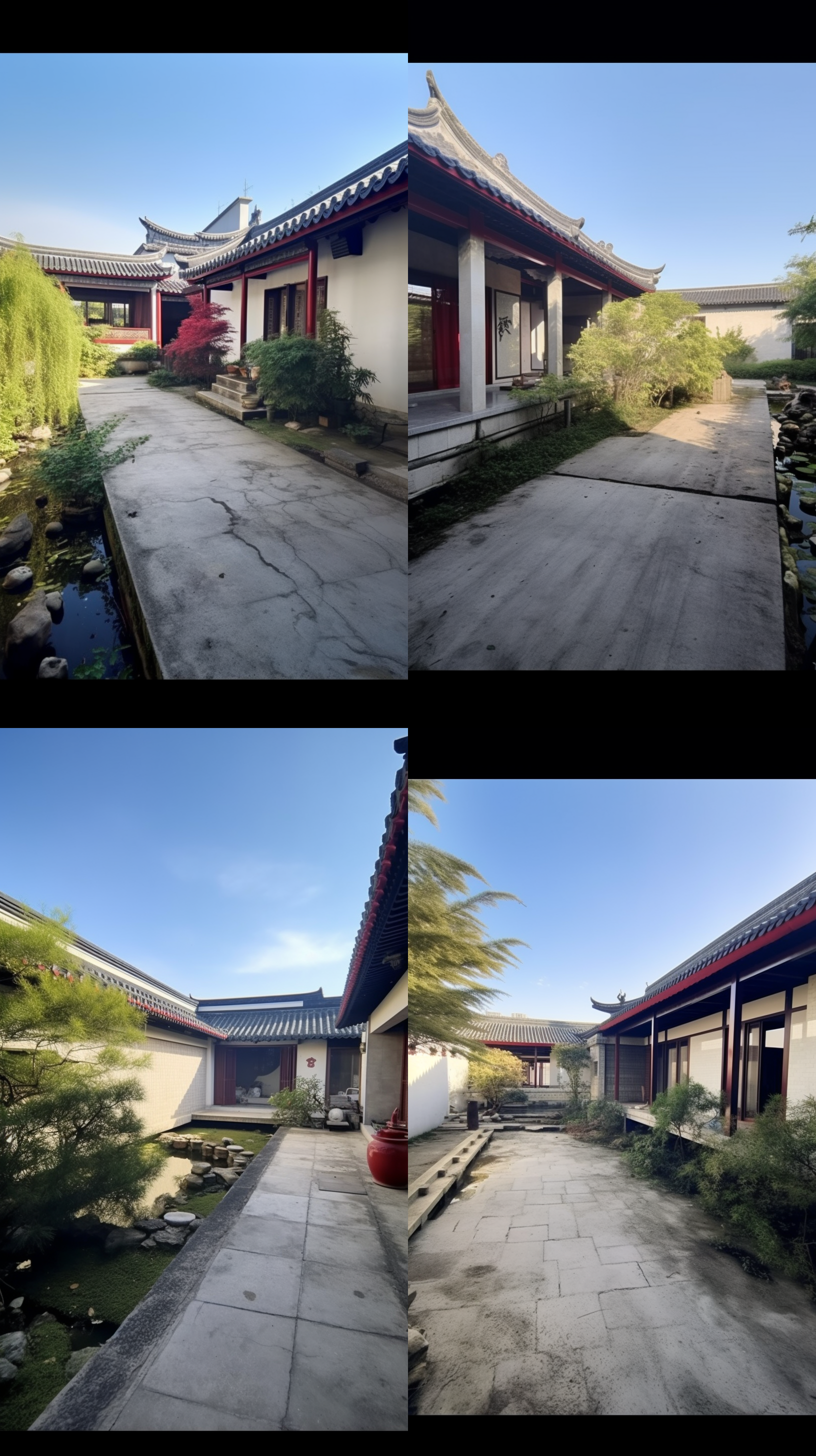suzhou garden design minimalist style, 3ds max drawing effect