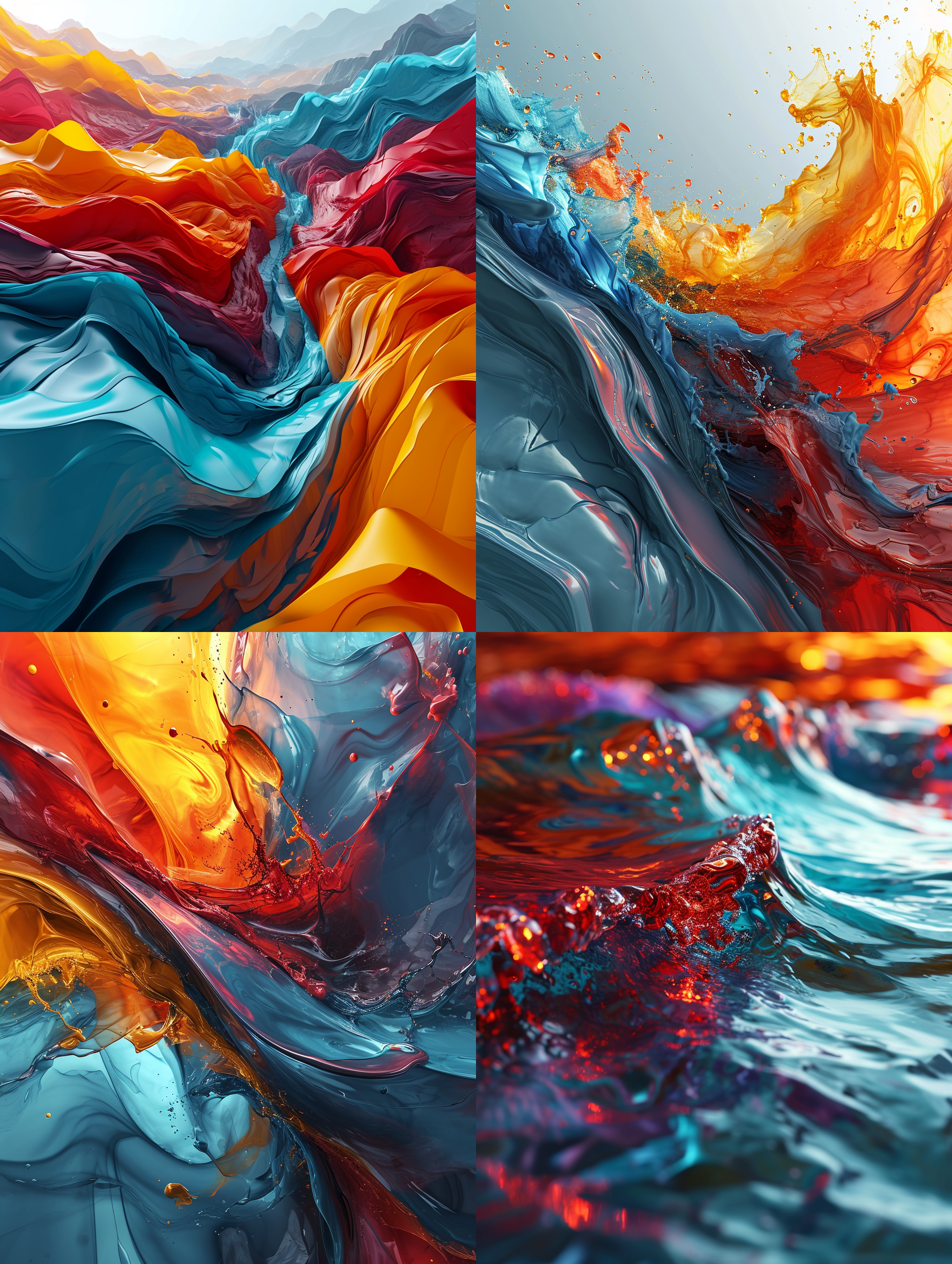 silky neon wallpaper, vibrant dark orange and light blue, futuristic chromatic waves, soft tonal shifts 